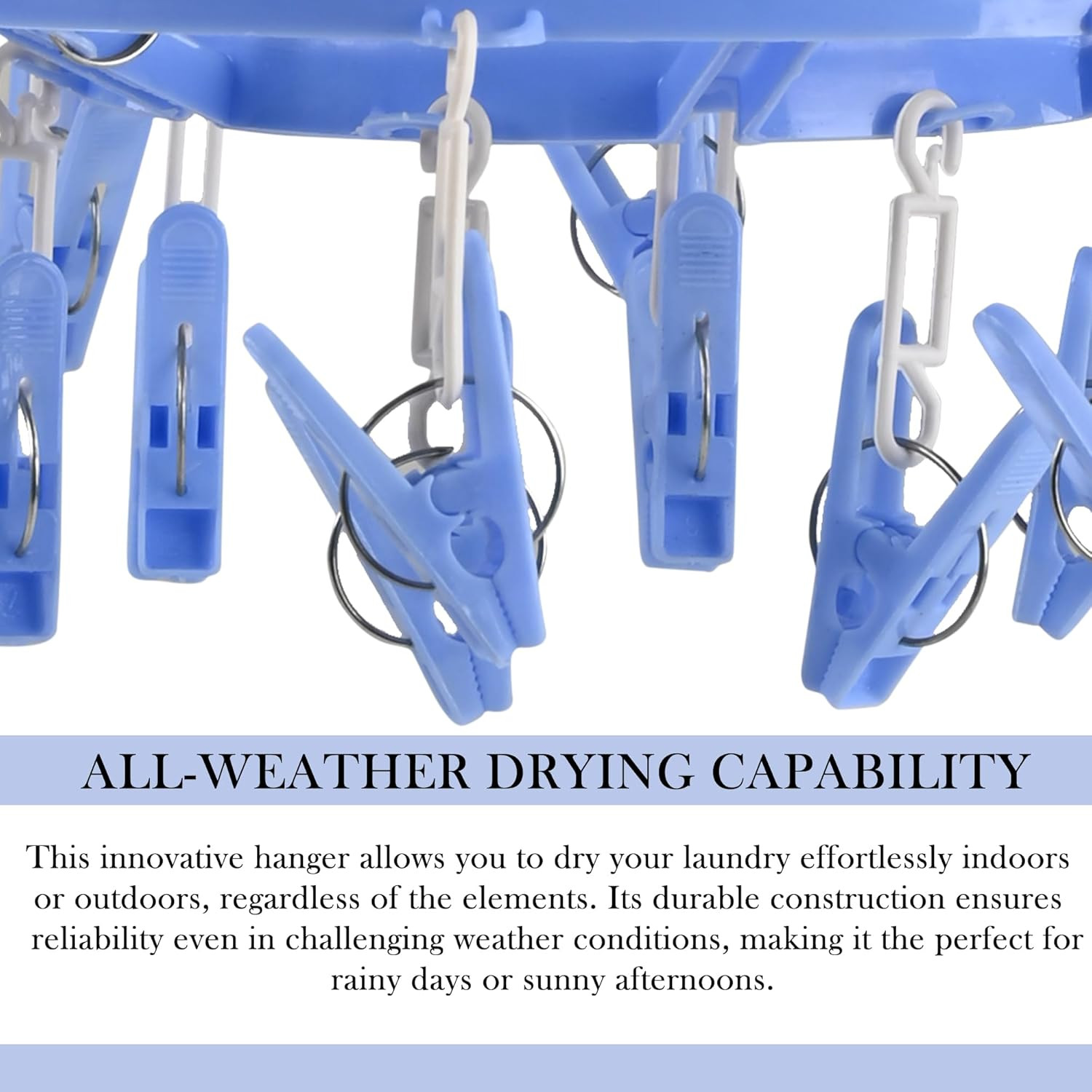 Cloth Drying Hanger  360 Cloth Drying Stand  Baby Cloth Drying Pegs  16 Clips Clothes Hanger for Socks Bras Underwear  Towels  Round Cloth Drying Clips  Blue