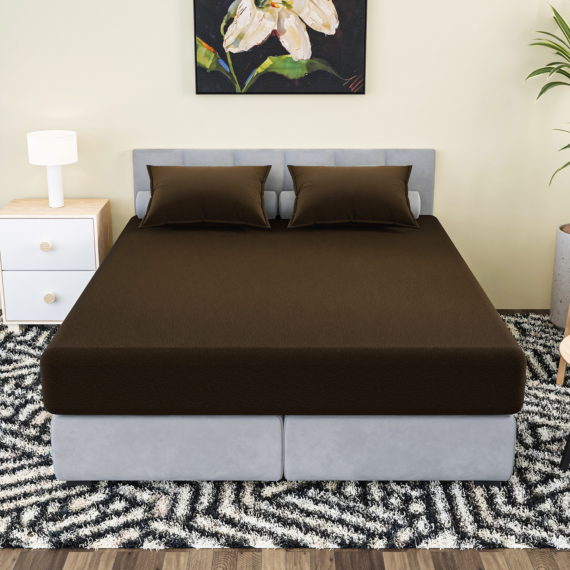 78x72 Inch Heavy Warm Fitted Double Bedsheet with 2 Pillow Covers  Ultra soft Double Bed Cozy  Wrinklefree Bedsheet for Bed  Coffee