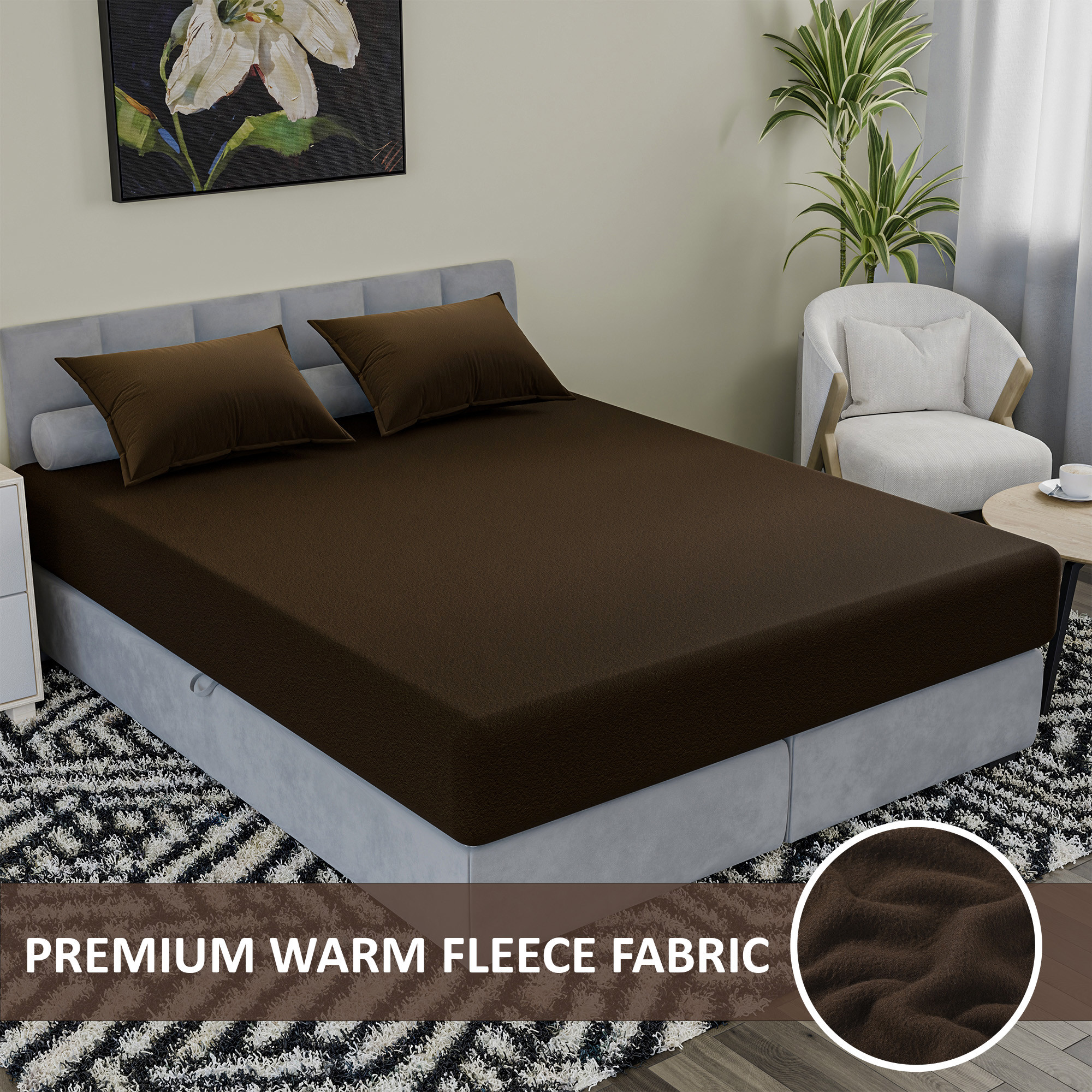 78x72 Inch Heavy Warm Fitted Double Bedsheet with 2 Pillow Covers  Ultra soft Double Bed Cozy  Wrinklefree Bedsheet for Bed  Coffee