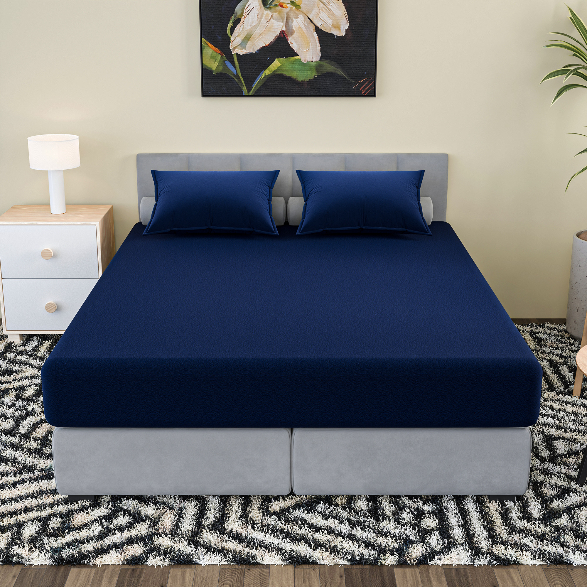 78x72 Inch Heavy Warm Fitted Double Bedsheet with 2 Pillow Covers  Ultra soft Double Bed Cozy  Wrinklefree Bedsheet for Bed  Blue