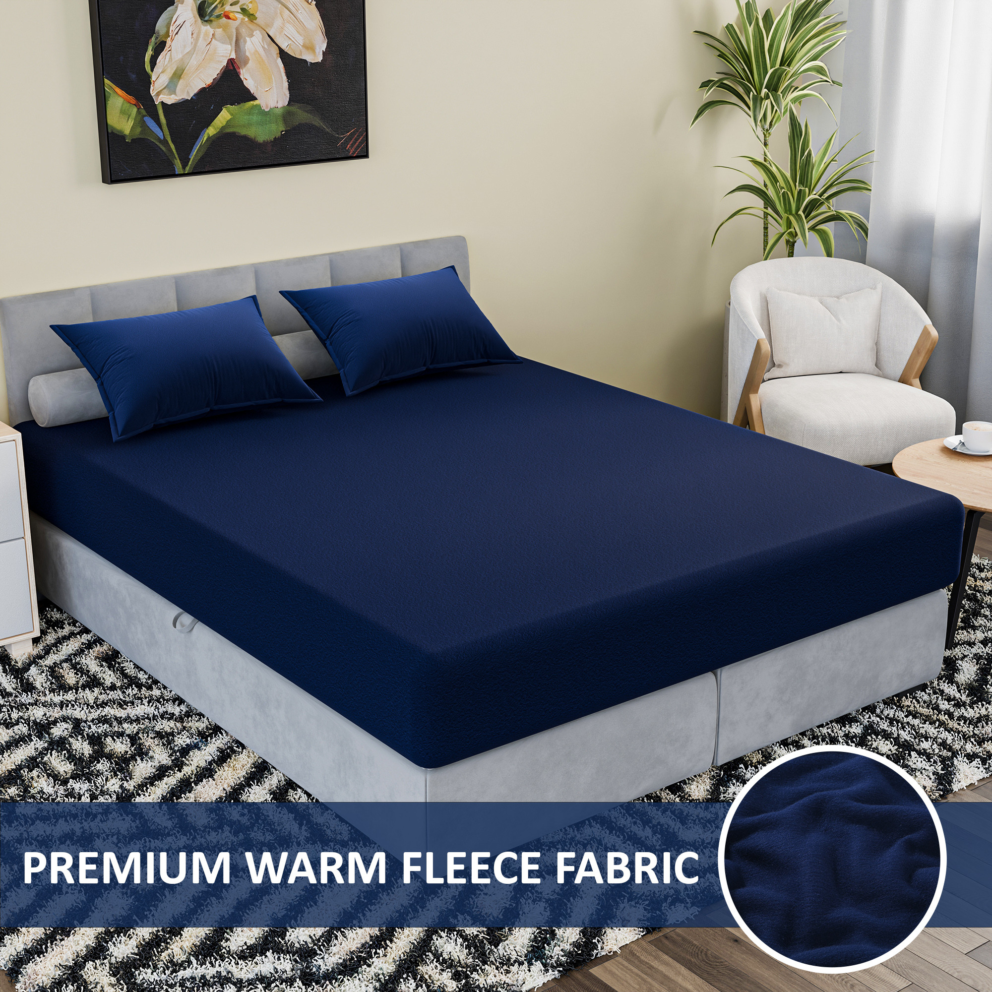 78x72 Inch Heavy Warm Fitted Double Bedsheet with 2 Pillow Covers  Ultra soft Double Bed Cozy  Wrinklefree Bedsheet for Bed  Blue