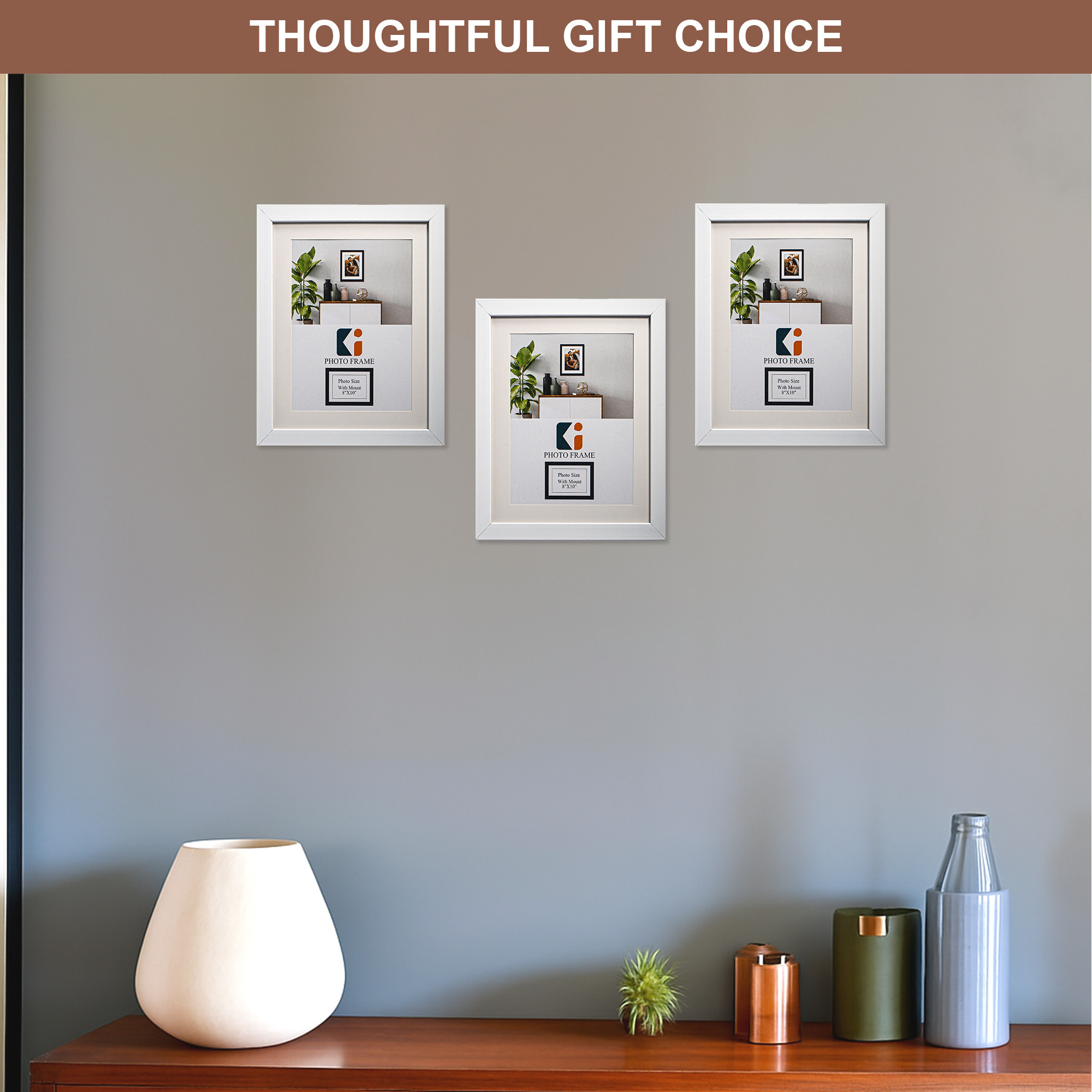 8 x 10 Inches Large Photo Frame Set of 6  Plexi Glass  White Photo Frame for Hanging Wall Decor  Photoframe for Living Room Bedroom Wall Home and Office Decor