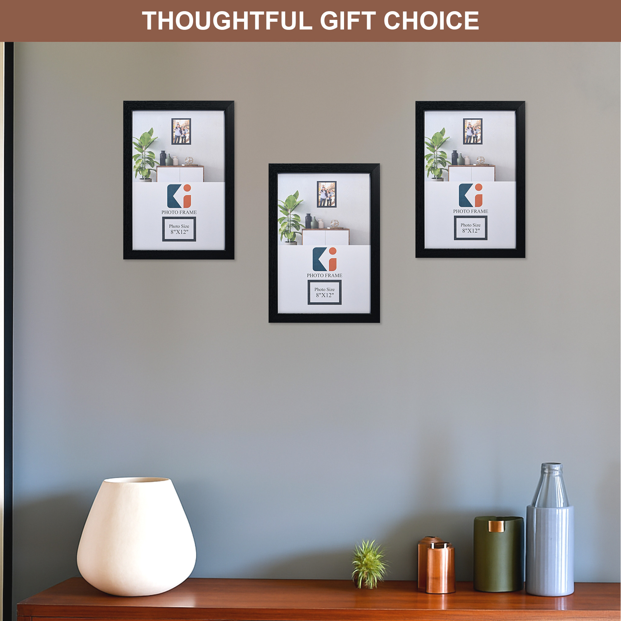 8 x 12 Inches A4 Photo Frame Set of 5  Plexi Glass  Black Frames for Hanging Wall Decor  Photoframe for Living Room Bedroom Wall Home and Office Decor