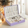 Leather Single Jewellery Box for Women &amp; Girls | Lockable Necklace Ring Earring Organizer for Gift &amp; Travel Friendly | Lavender