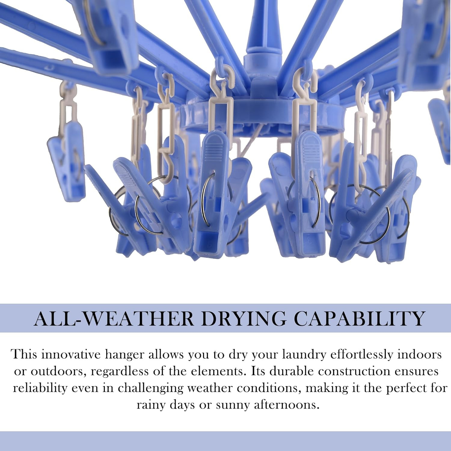 Cloth Drying Hanger  360 Cloth Drying Stand  Baby Cloth Drying Pegs  24 Clips Clothes Hanger for Socks Bras Underwear  Towels  Folding Cloth Drying Clips  Blue