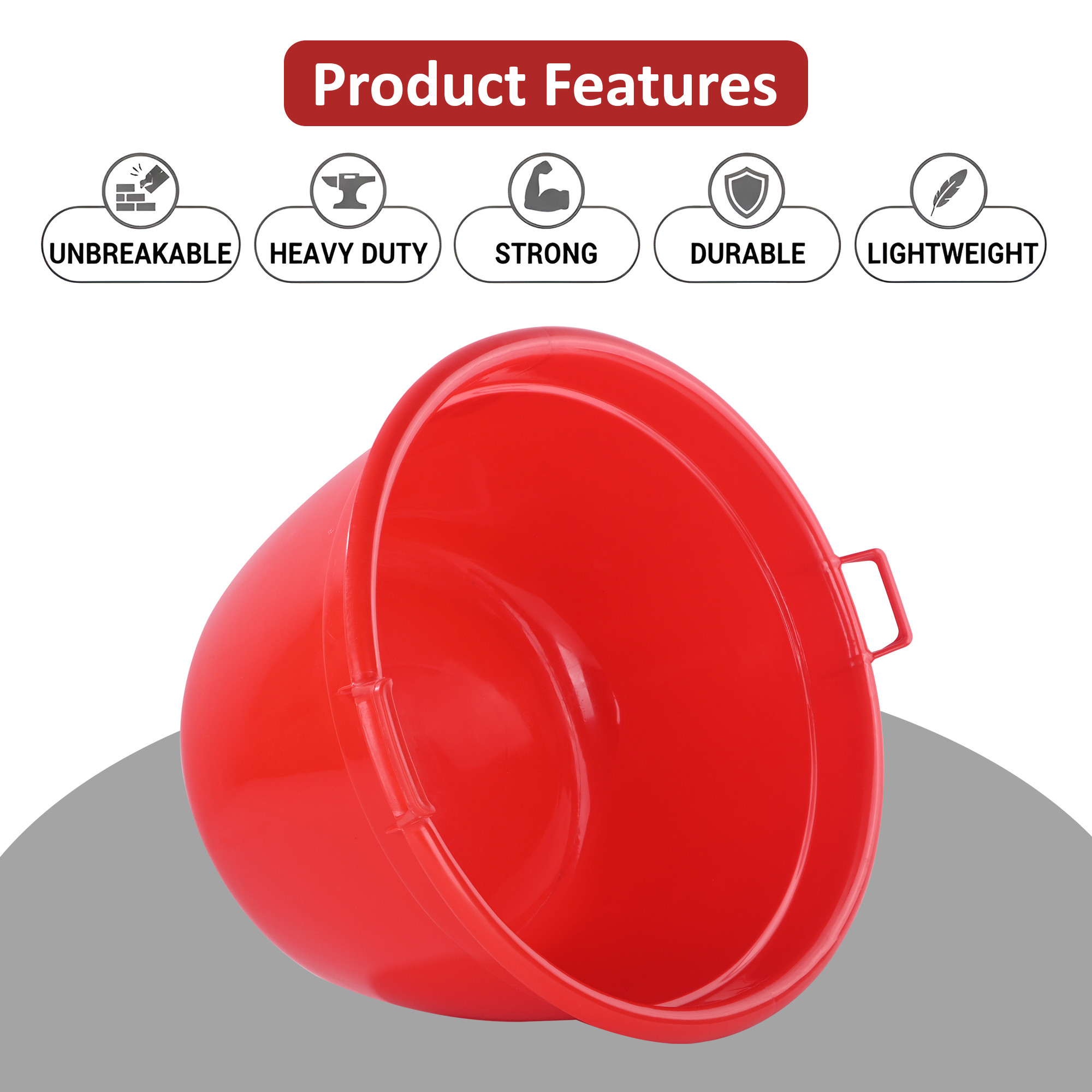 90 LTR Plastic Heavy Duty Oval Shape Bathing Tub Large Capicity with Handle  Multipurpose Storage Laundry Bath Tub for Kids  Adult  Red