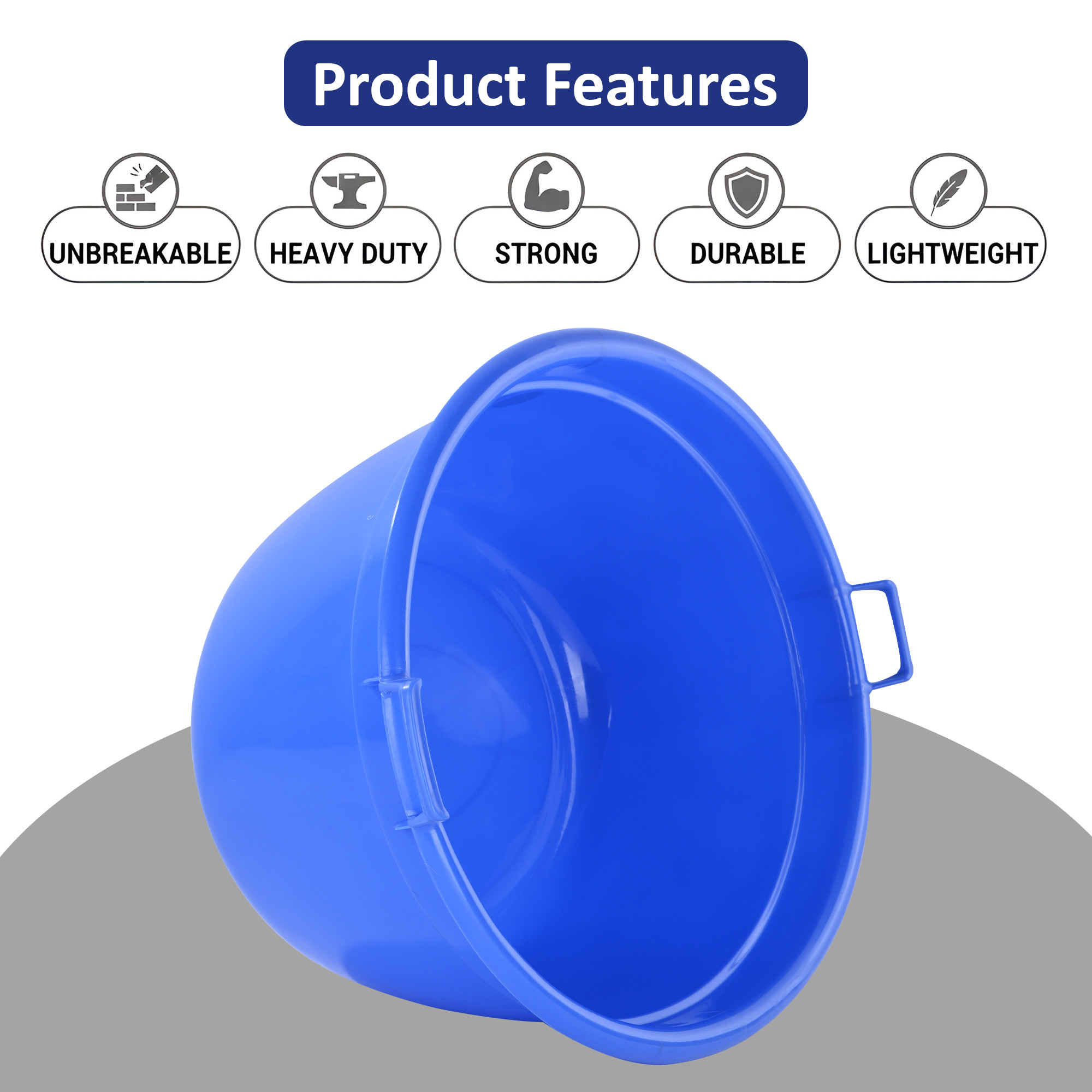 90 LTR Plastic Heavy Duty Oval Shape Bathing Tub Large Capicity with Handle  Multipurpose Storage Laundry Bath Tub for Kids  Adult  Blue