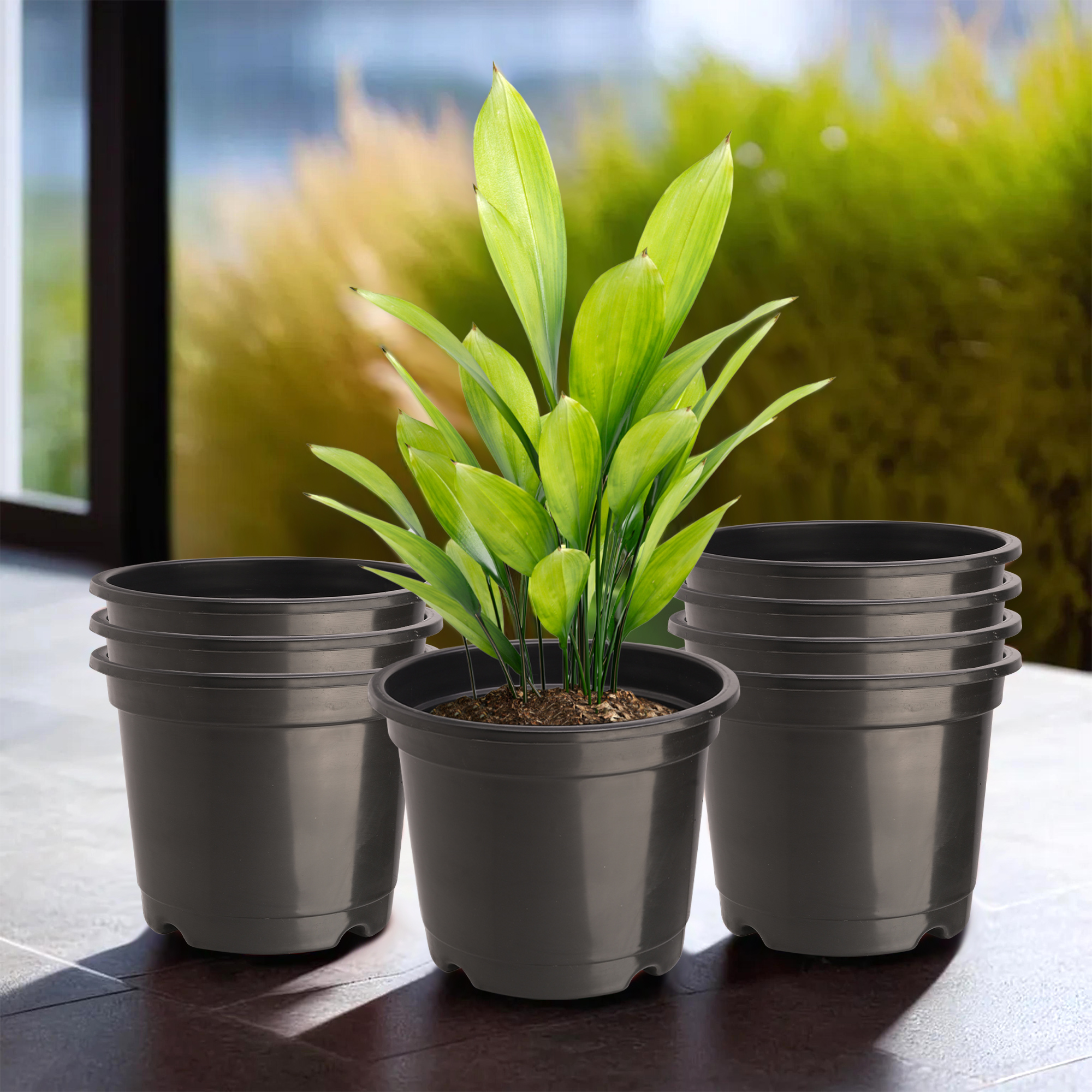 Kuber Industries Pack of 3 Flower Pot  Fuldani Flower Pot  6 Inch Pots for Home Terrace Garden  Pots Stand for Plants  Phooldaan for Home Dcor  Synergy Indoor Plant Stand  Black
