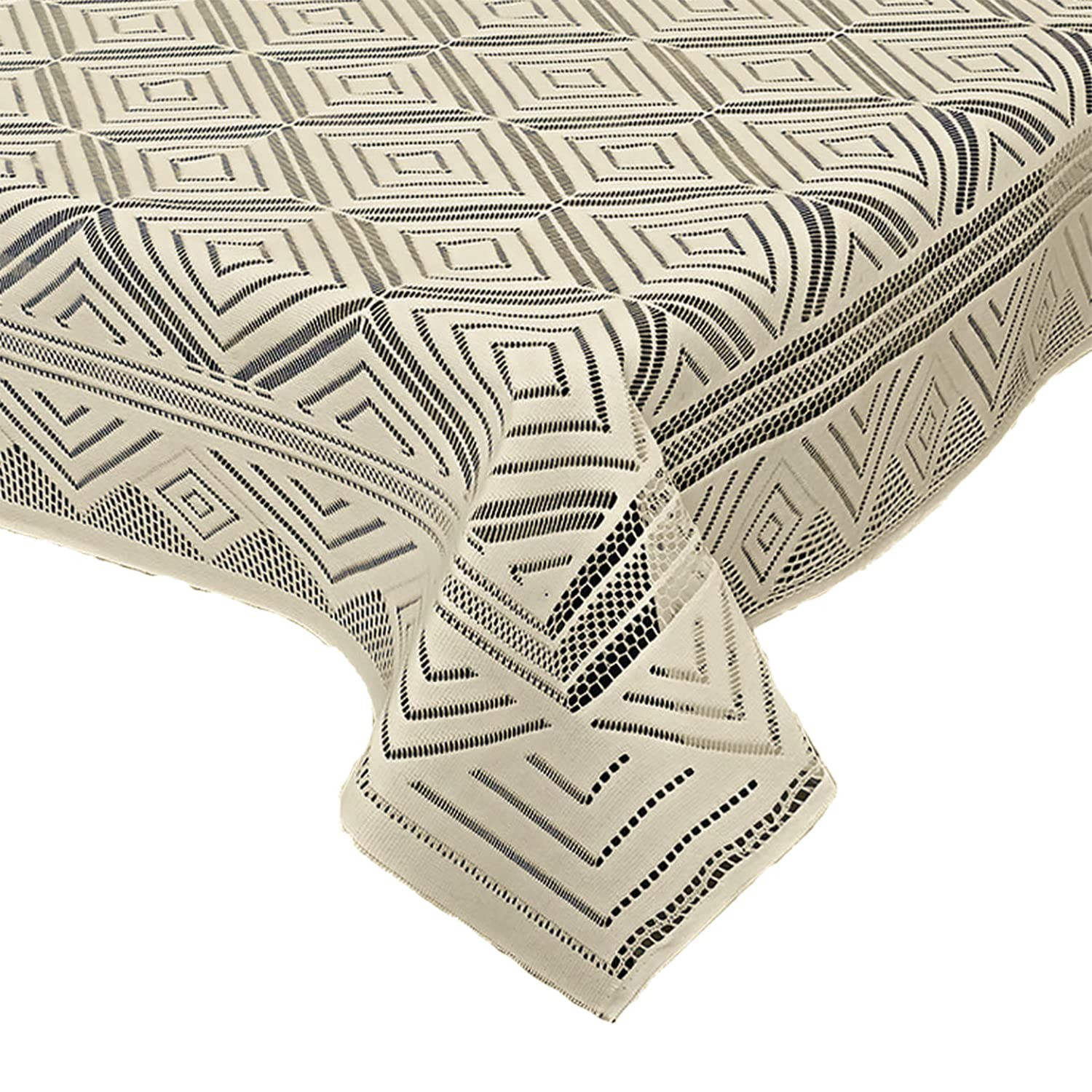 Argyle Printed Cotton 4 Seater Center Table Cover40x60 Cream-44KM023