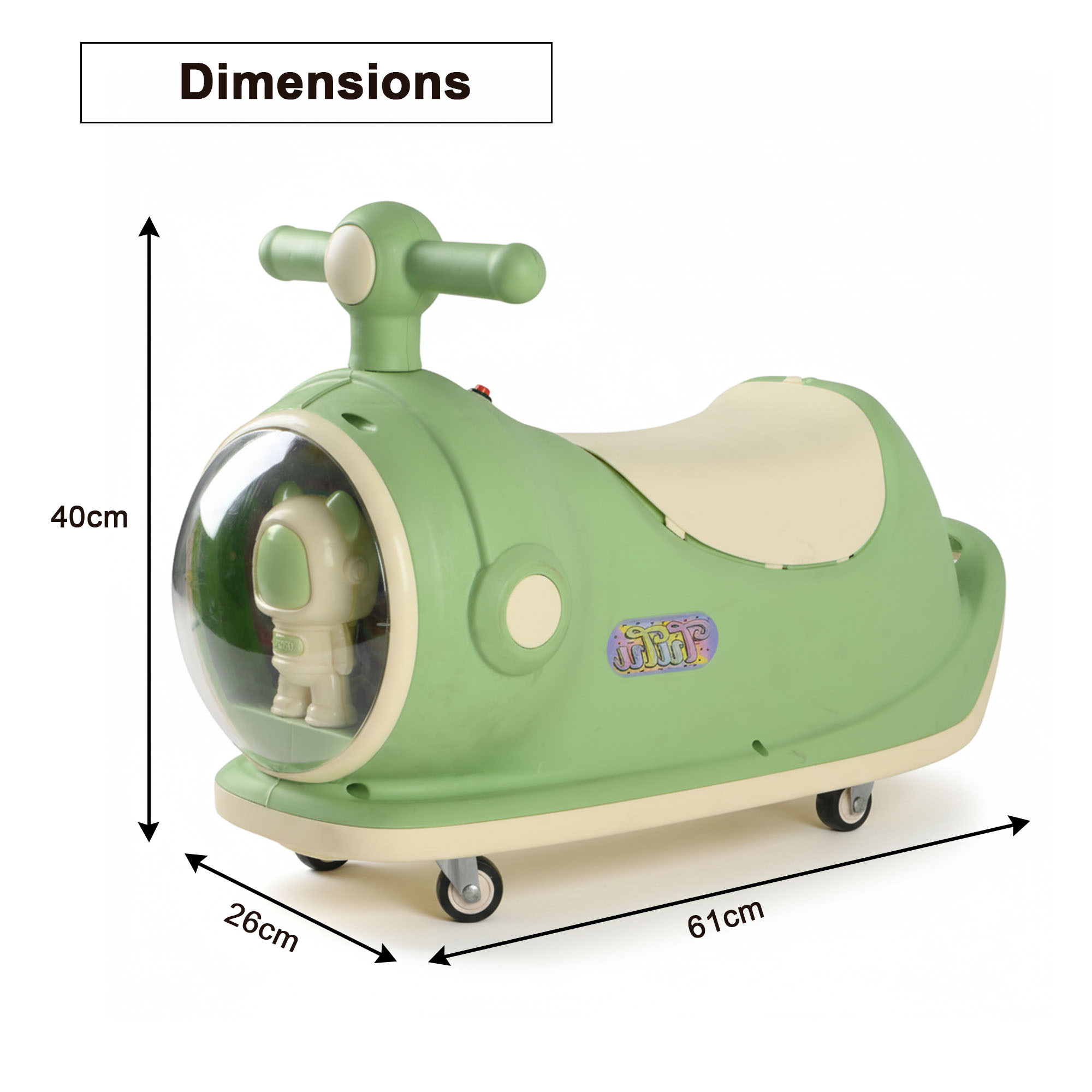 Astronaut Display 360 Swivel Wheels Scooter Bike for Toddlers  14 Year Boys Girls  Push Ride with Dome Light  Sound  Pista Green