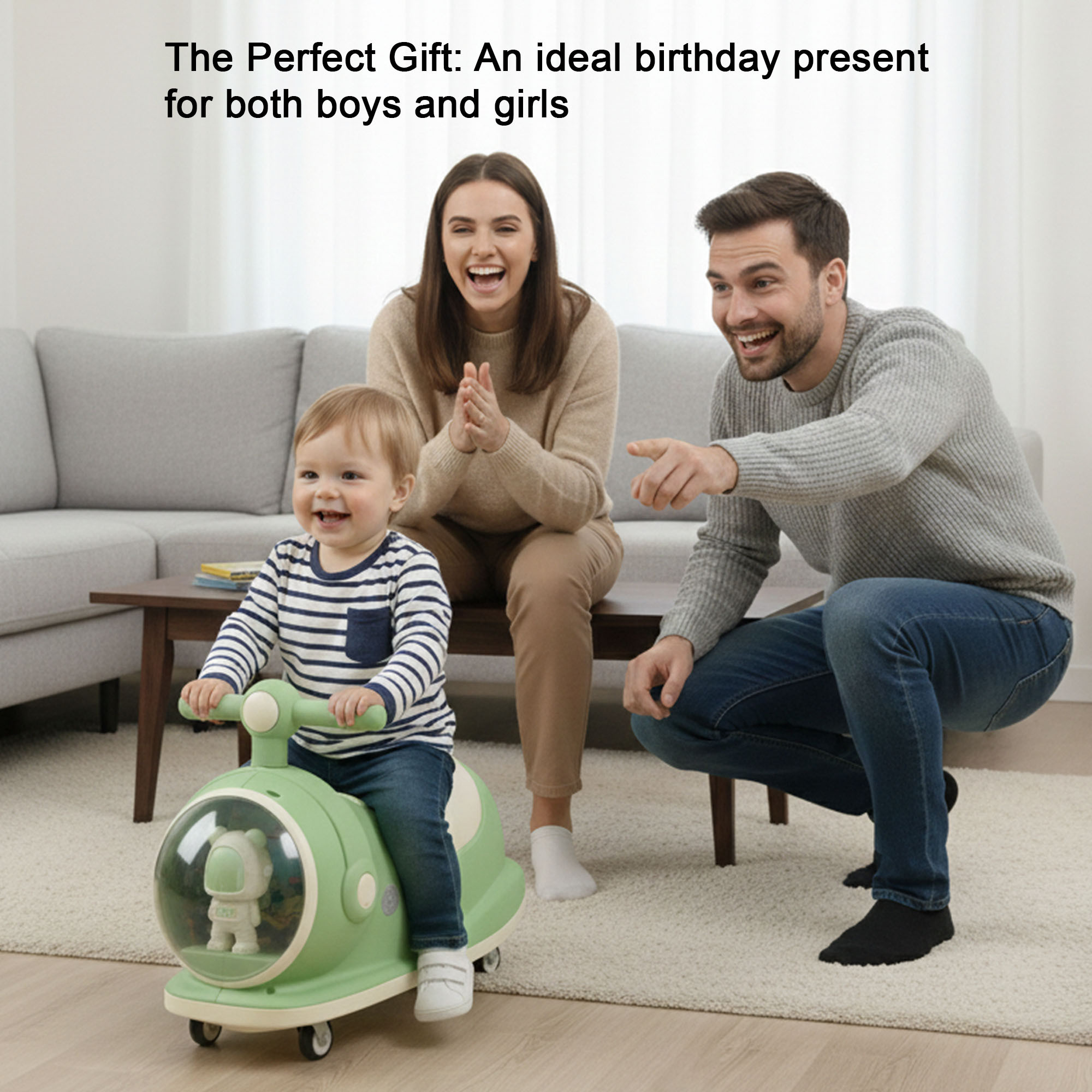 Astronaut Display 360 Swivel Wheels Scooter Bike for Toddlers  14 Year Boys Girls  Push Ride with Dome Light  Sound  Pista Green