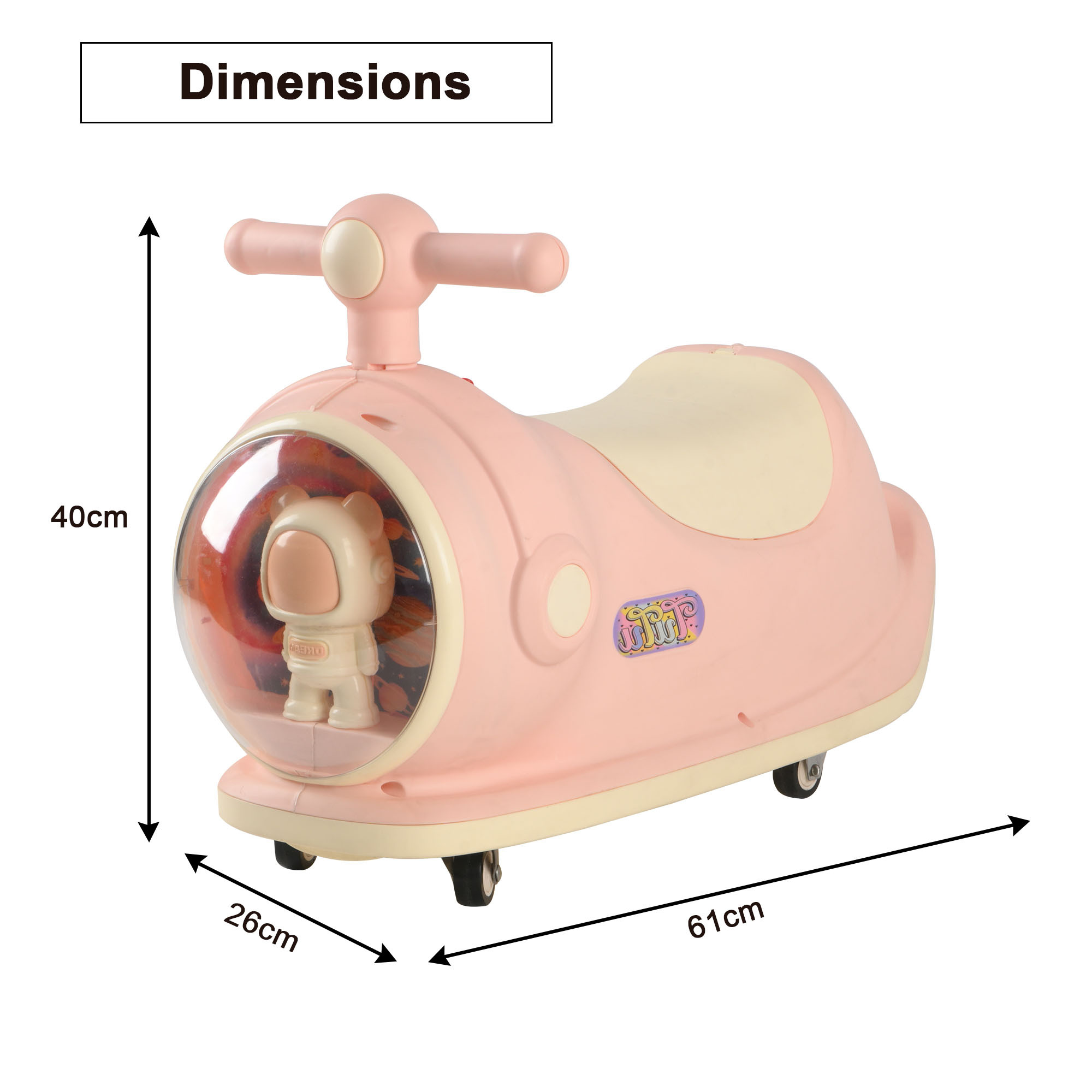 Astronaut Display 360 Swivel Wheels Scooter Bike for Toddlers  14 Year Boys Girls  Push Ride with Dome Light  Sound  Pink