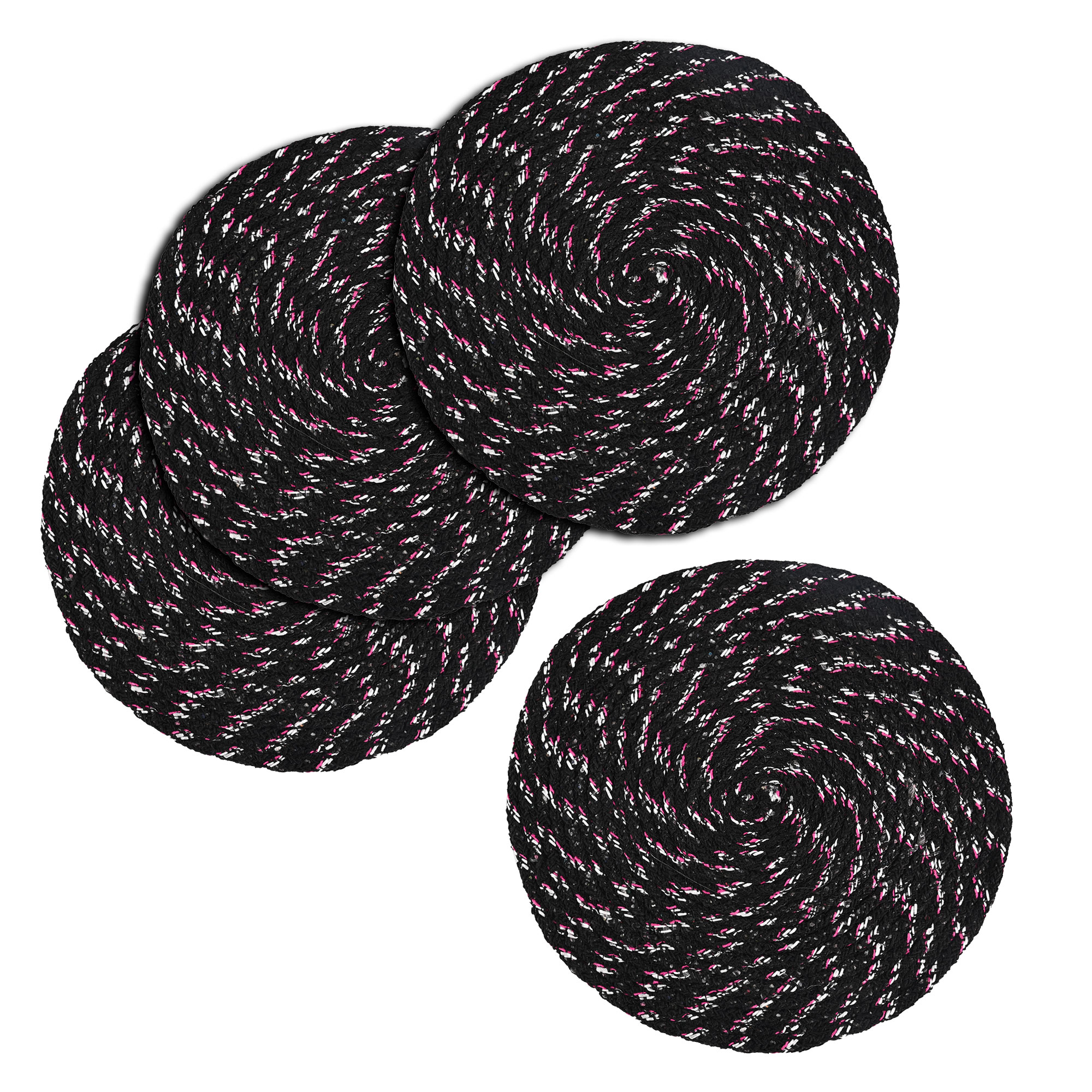 Kuber Industries  Durable Round Door Mats for Home  Living Room  15x15 Inches Rainy Season Mats for Floor  Footmats for Bedroom Kitchen  Balcony  Black