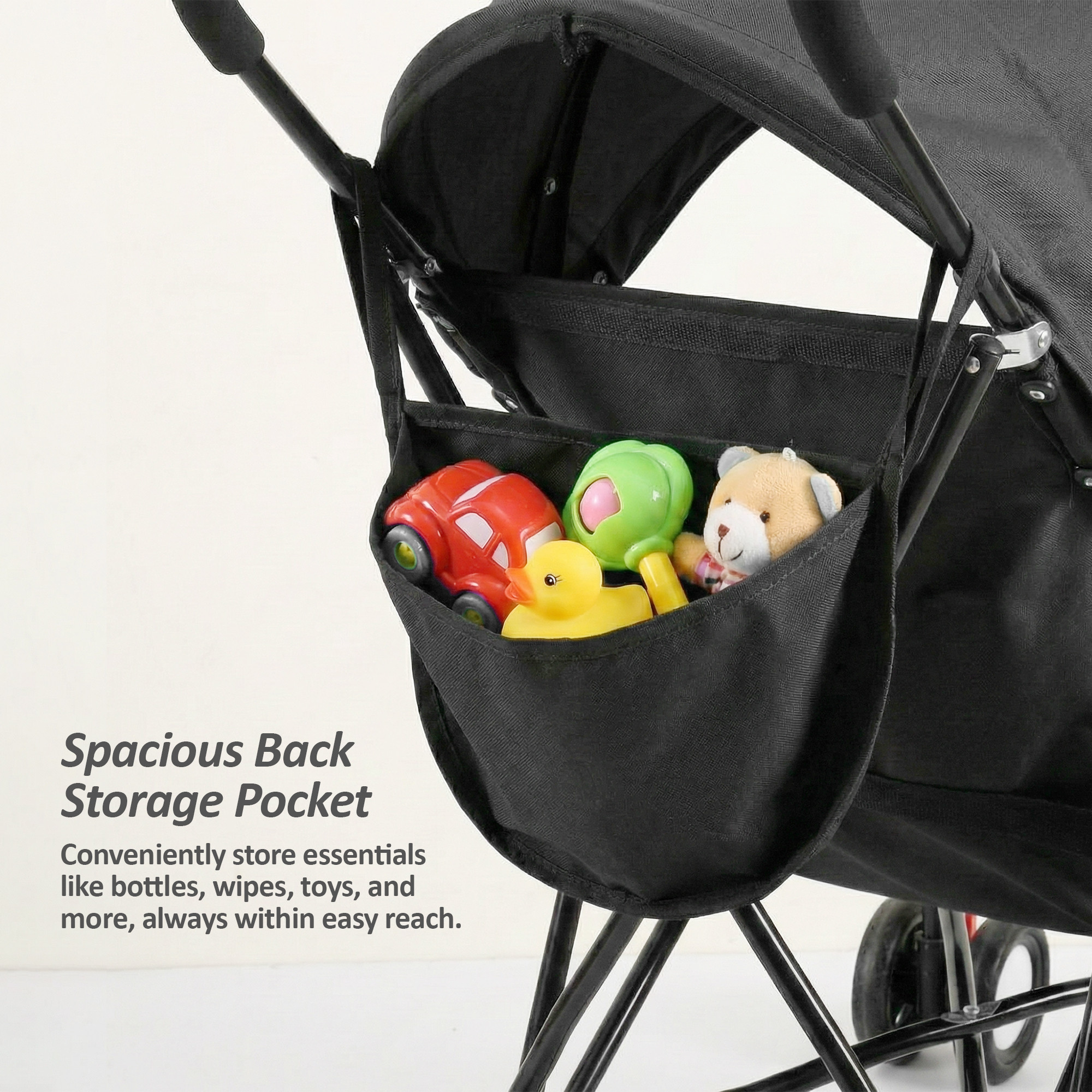 Baby Stroller Handy Pram with Reversible Handle  Adjustable Canopy  Compact Foldable Pushchair for 15 to 2 Year Toddler  Black