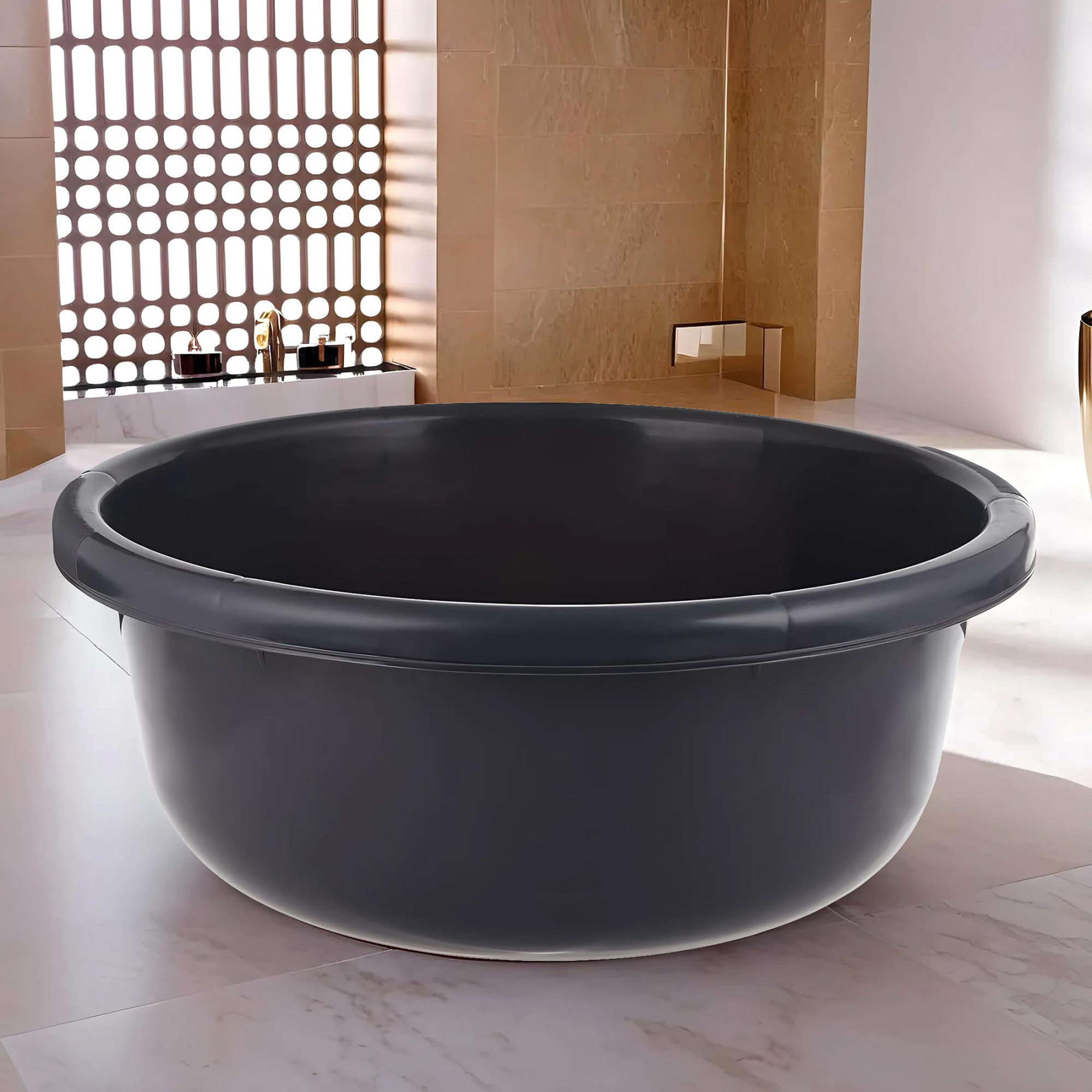 Bath TubVersatile Plastic Utility Gaint TubDurable Deep Tub for Baby BathingWashing ClothesFeeding Pan26 Liter Grey