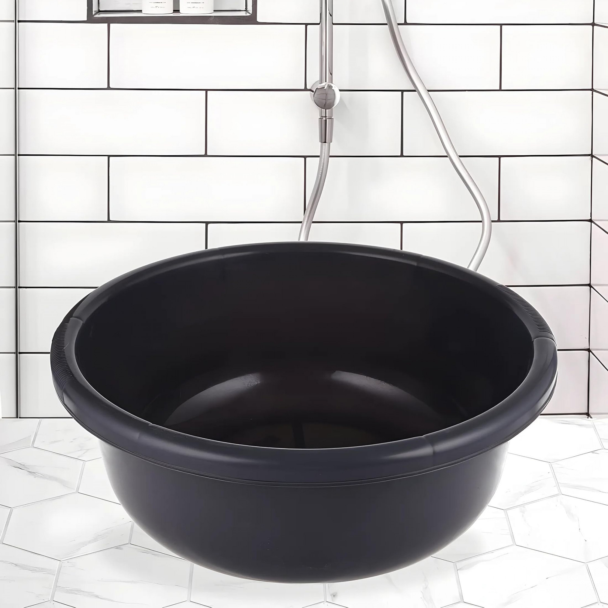 Bath TubVersatile Plastic Utility Gaint TubDurable Deep Tub for Baby BathingWashing ClothesFeeding Pan26 Liter Grey