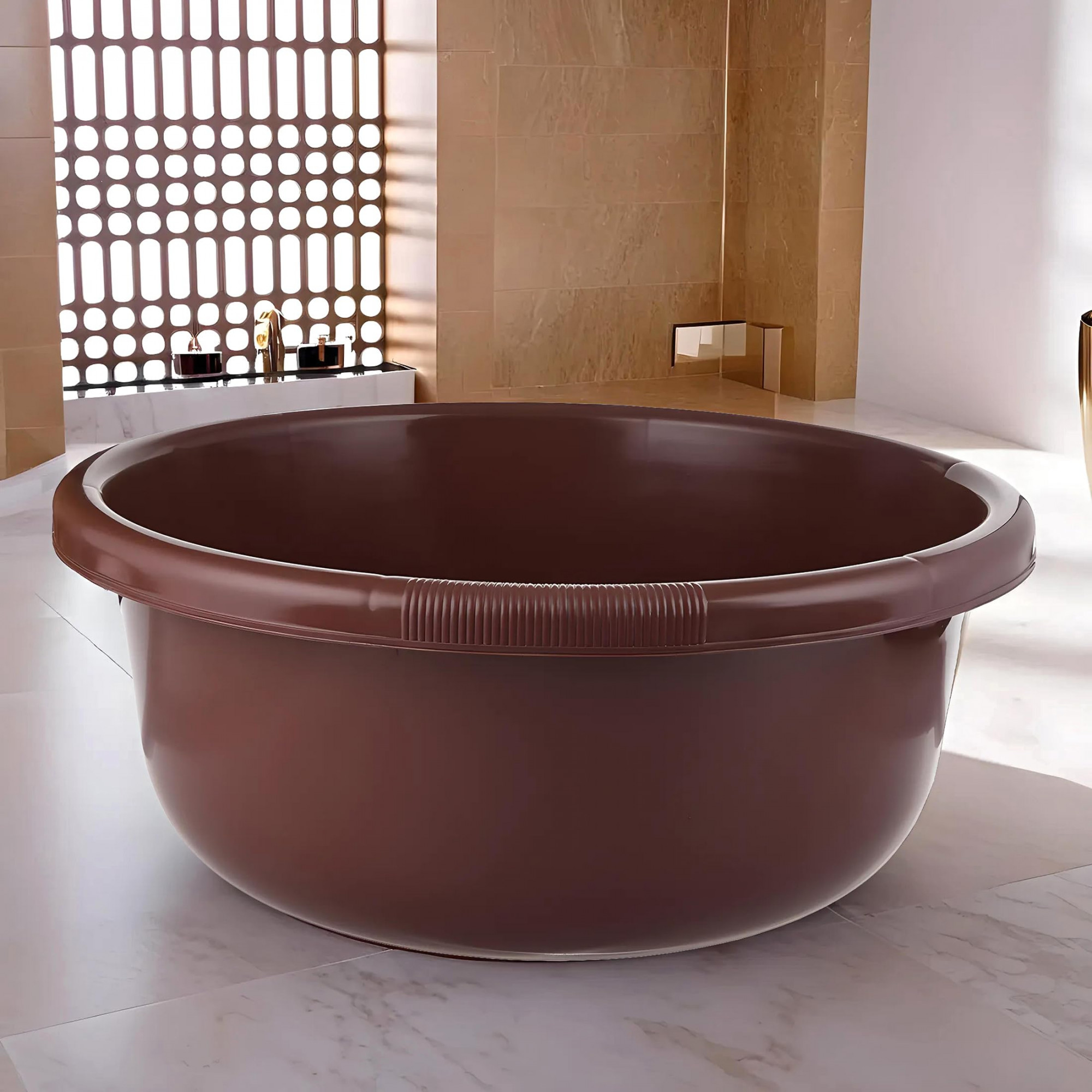 Bath TubVersatile Plastic Utility Gaint TubDurable Deep Tub for Baby BathingWashing ClothesFeeding Pan26 Liter Brown