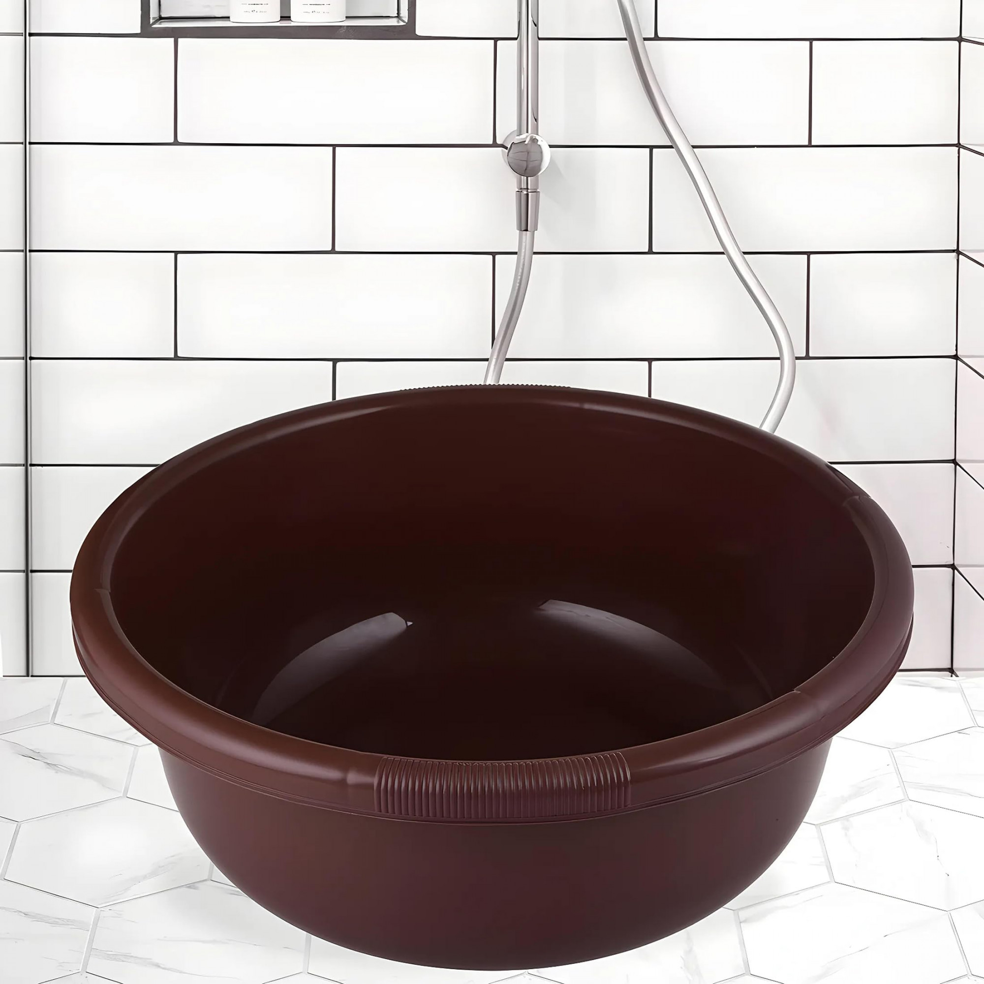 Bath TubVersatile Plastic Utility Gaint TubDurable Deep Tub for Baby BathingWashing ClothesFeeding Pan26 Liter Brown