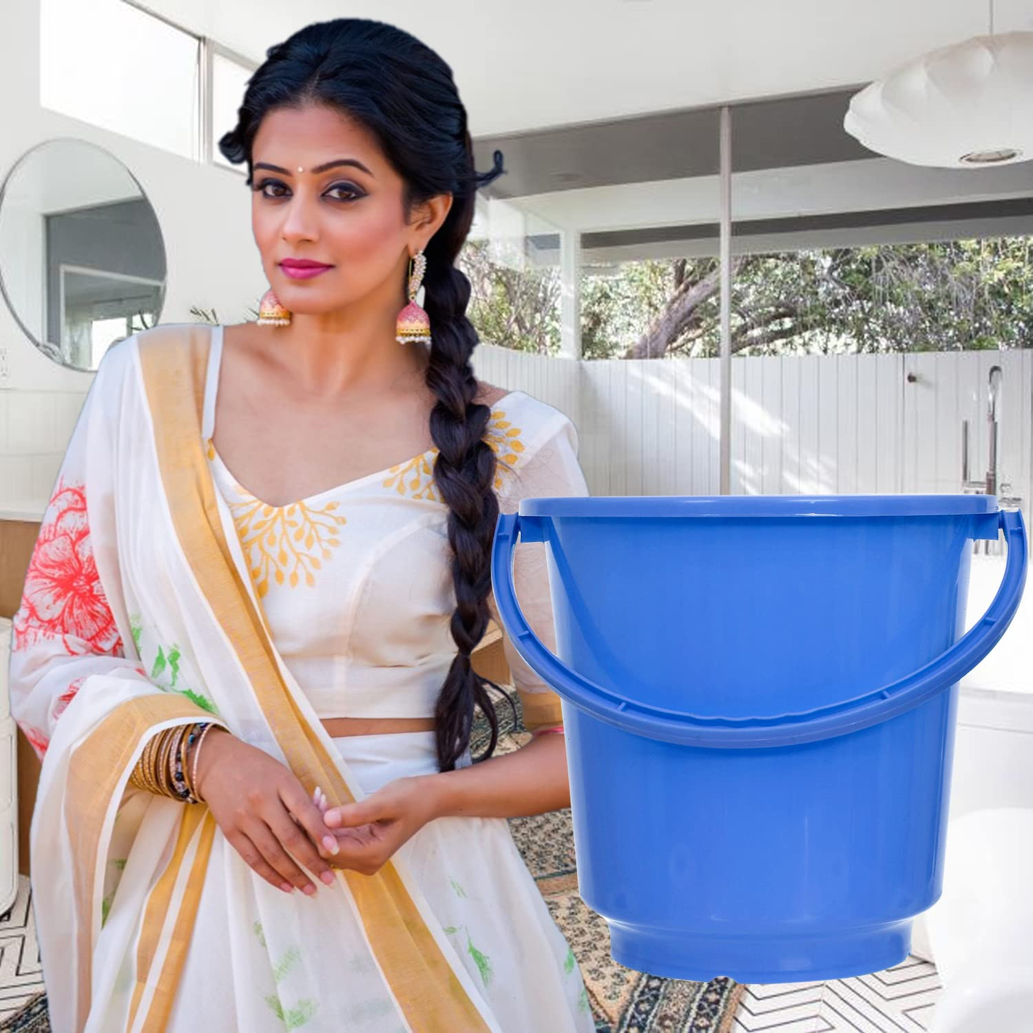 BucketPlastic Bucket for BathroomBucket for BathingUnbreakable Bucket with Handle16 Liter Blue