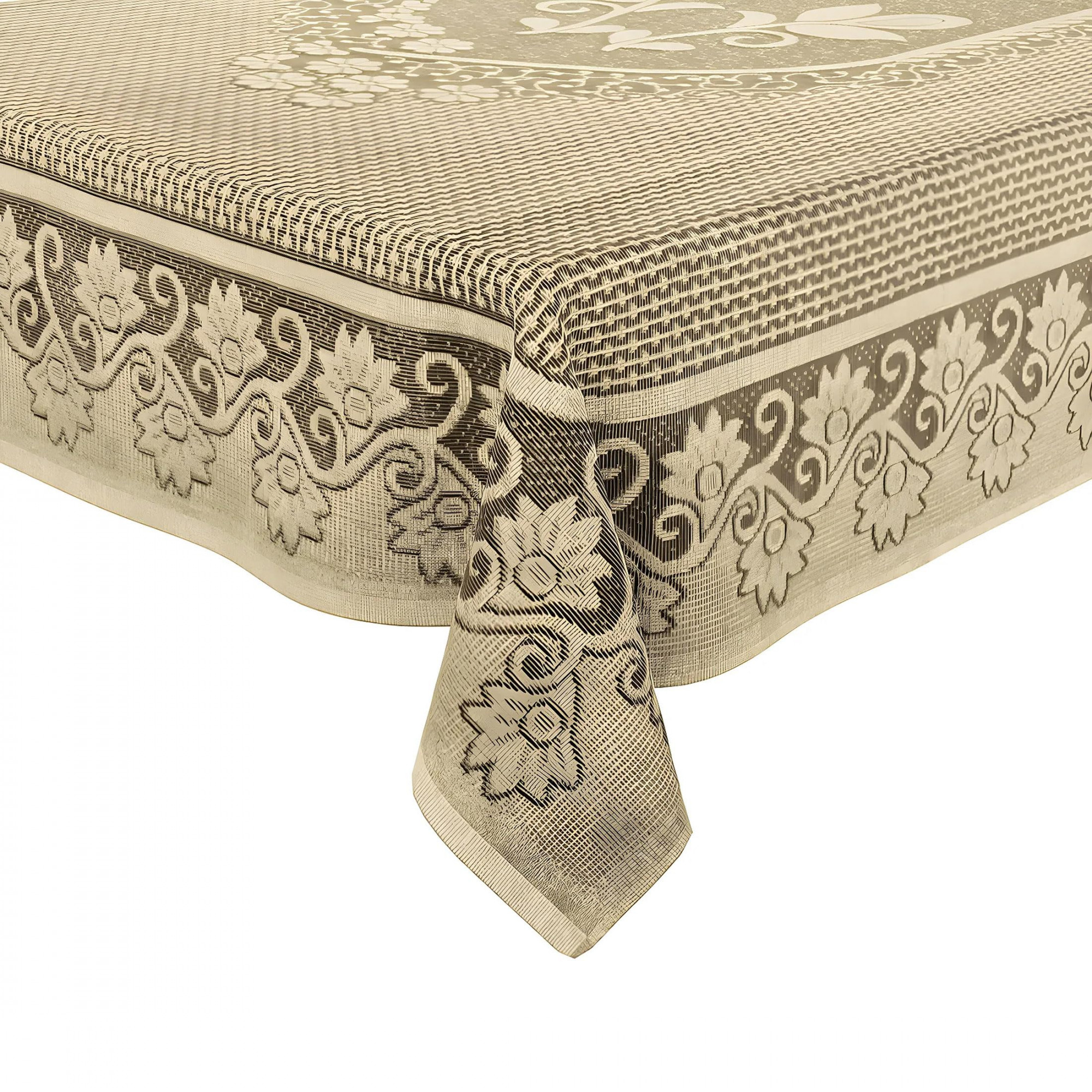 Center Table CoverCotton Luxurious Net Floral S-19 DesignStain-Resistant  Anti Skid Coffee Table Cover40x60 Inch Cream