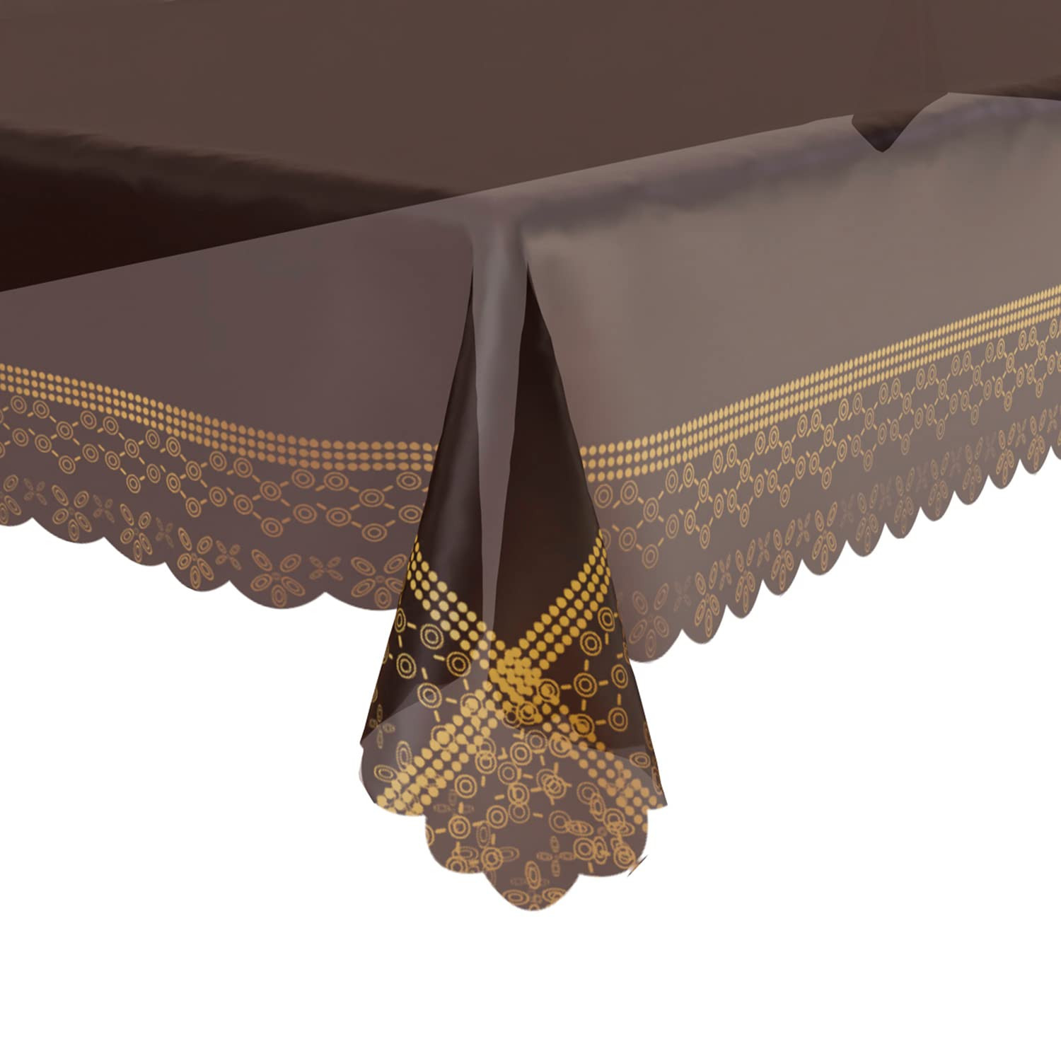 Center Table CoverPVC Transparent Dust-Proof Table Cover With Golden Pearl Border40x60 Inch Black Transparent