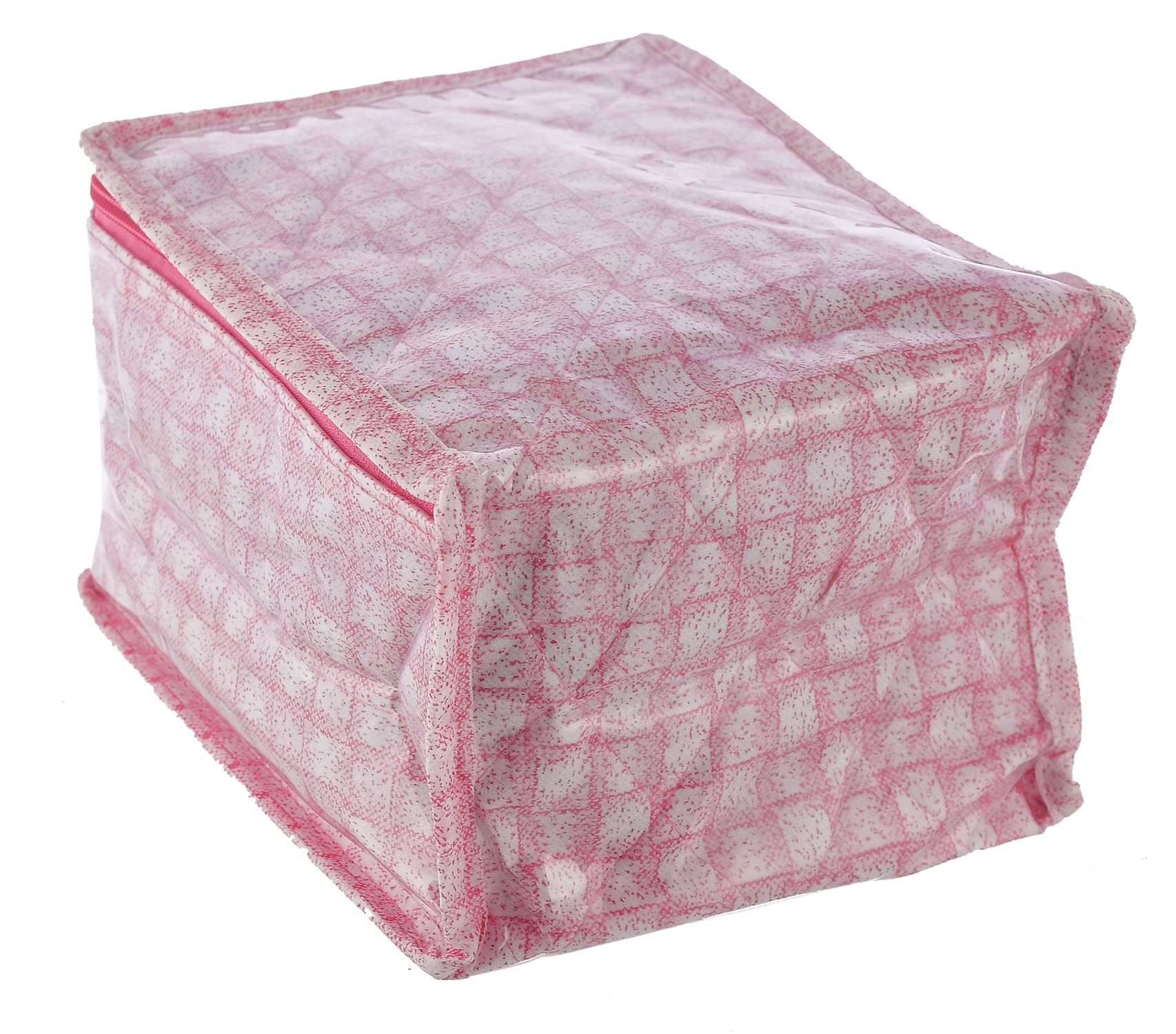 Check Design Laminated PVC Jewelry Organiser Jewelry Storage Bags for Necklace Earrings Rings Bracelet With 10 Transparent Pouches Pink-HS43KUBMART25836