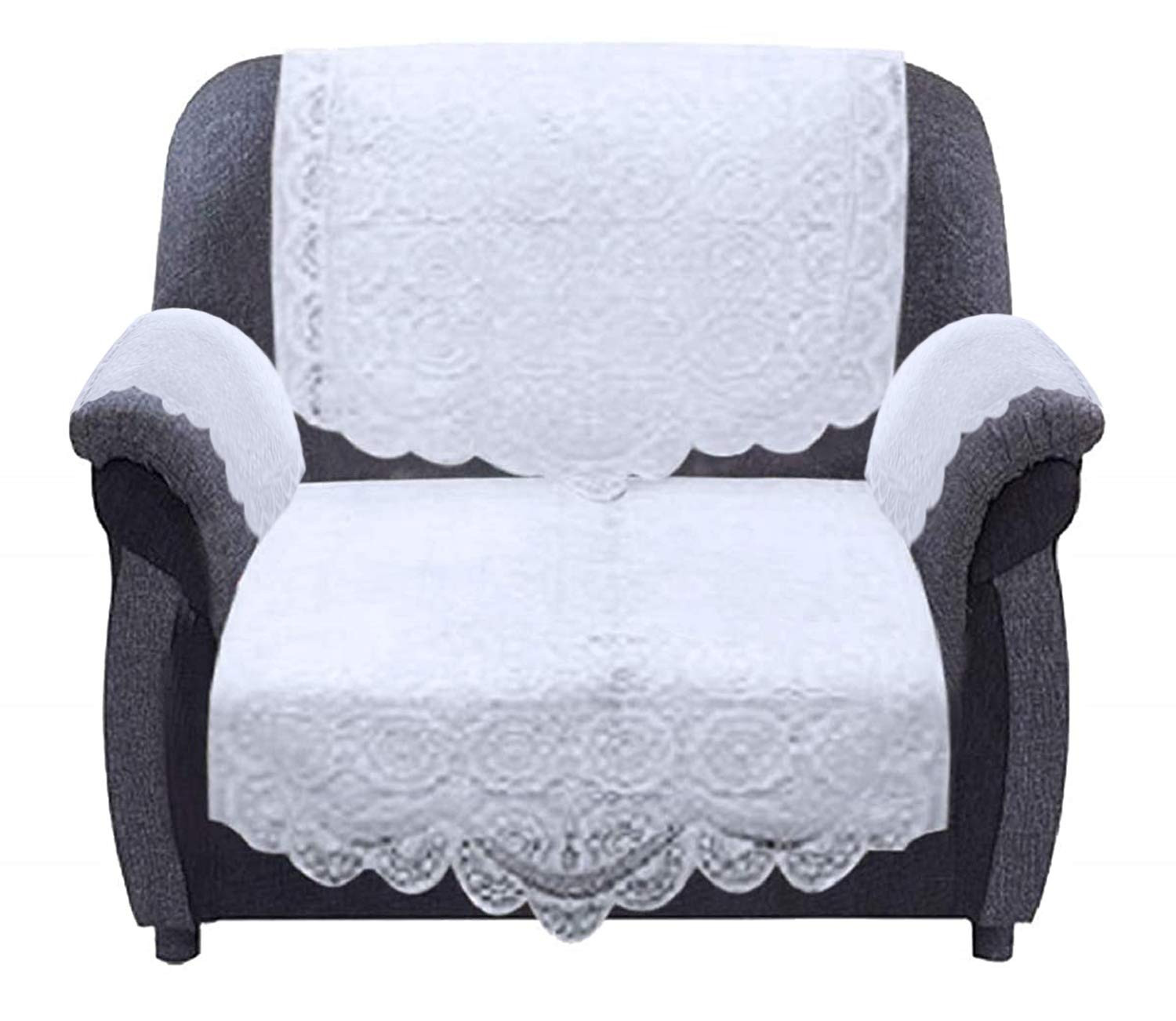 Circle Design Cotton 5 Seater Sofa Cover With 6 Pieces Arms cover Use Both Side Living Room Drawing Room Bedroom Guest Room Set Of16 White-KUBMART11945