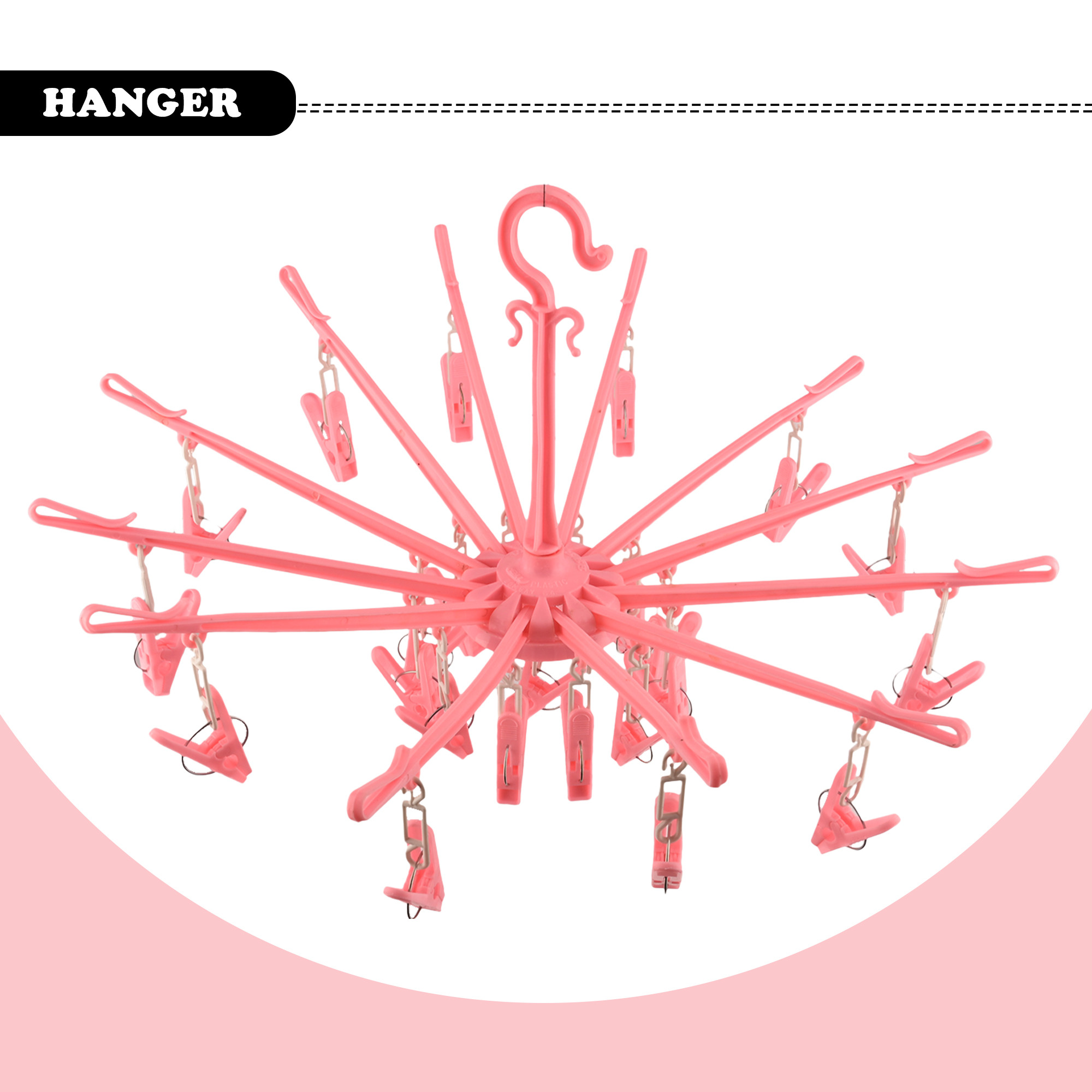 Cloth Drying Hanger  360 Cloth Drying Stand  Baby Cloth Drying Pegs  24 Clips Clothes Hanger for Socks Bras Underwear  Towels  Folding Cloth Drying Clips  Pink