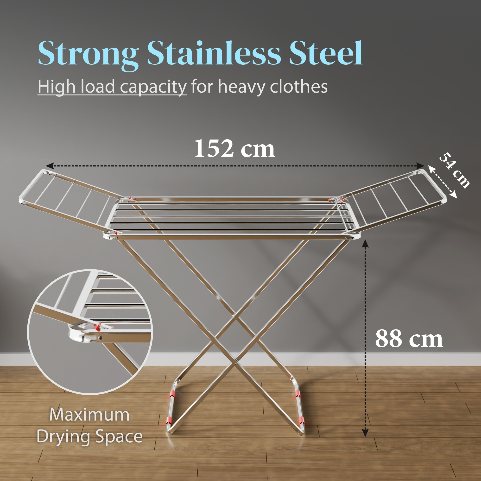 Cloth Drying Rack with 17 Rails  Stainless Steel Clothes Drying Stand  IndoorOutdoor Use  Anti-Slip BootsFoldableHigh Load Capacity  Silver