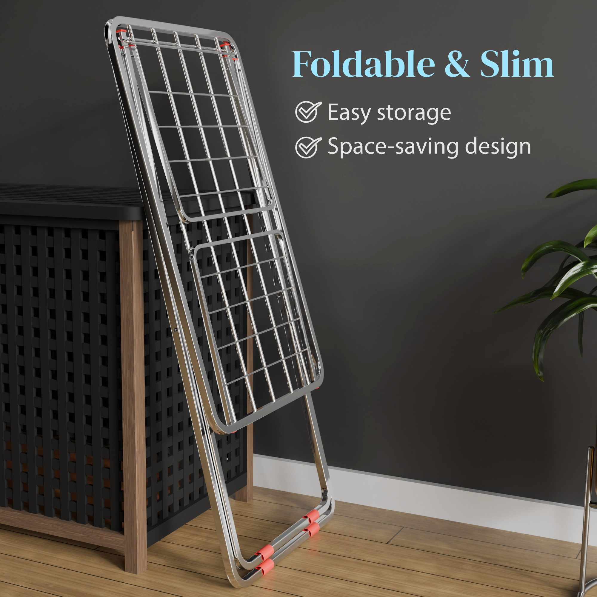 Cloth Drying Rack with 17 Rails  Stainless Steel Clothes Drying Stand  IndoorOutdoor Use  Anti-Slip BootsFoldableHigh Load Capacity  Silver