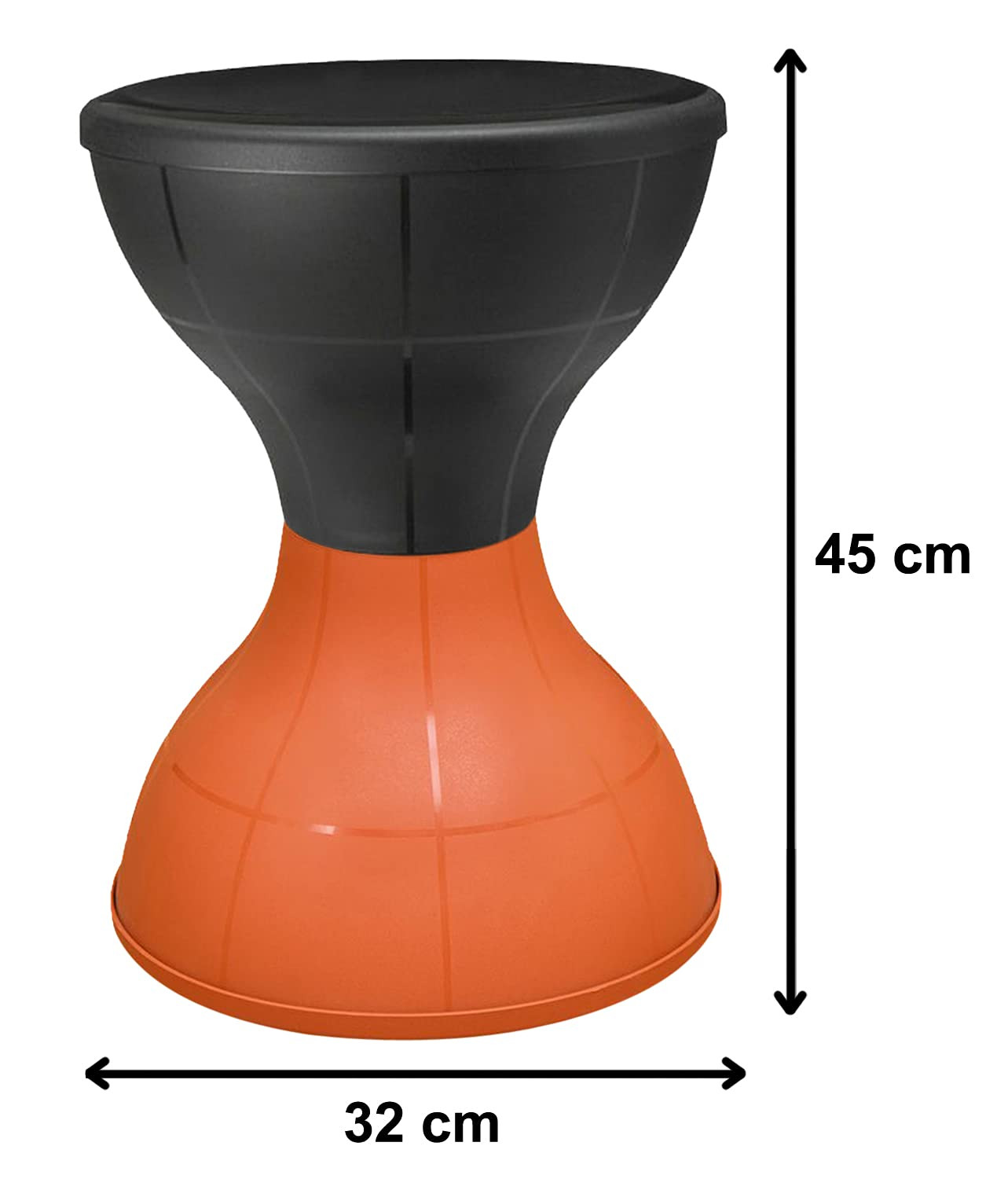 Damroo Style Both Sided Plastic Sitting Stool For Indoor  Outdoor Black  Orange