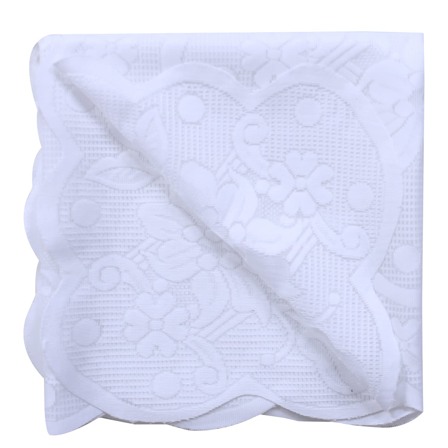 Dining Table CoverPoly Cotton Stain-Resistant Floral PatternNet Tablecloth Protector for Home Decoration 60X90 Inch White