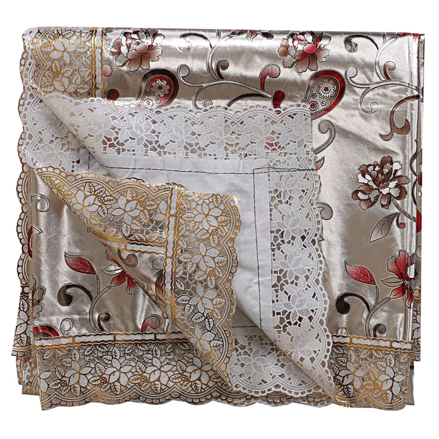 Dining Table CoverPVC Spill Proof Paisley Pattern TableclothKitchen Dinning Protector With Seamless Border 60X90 Inch Gold