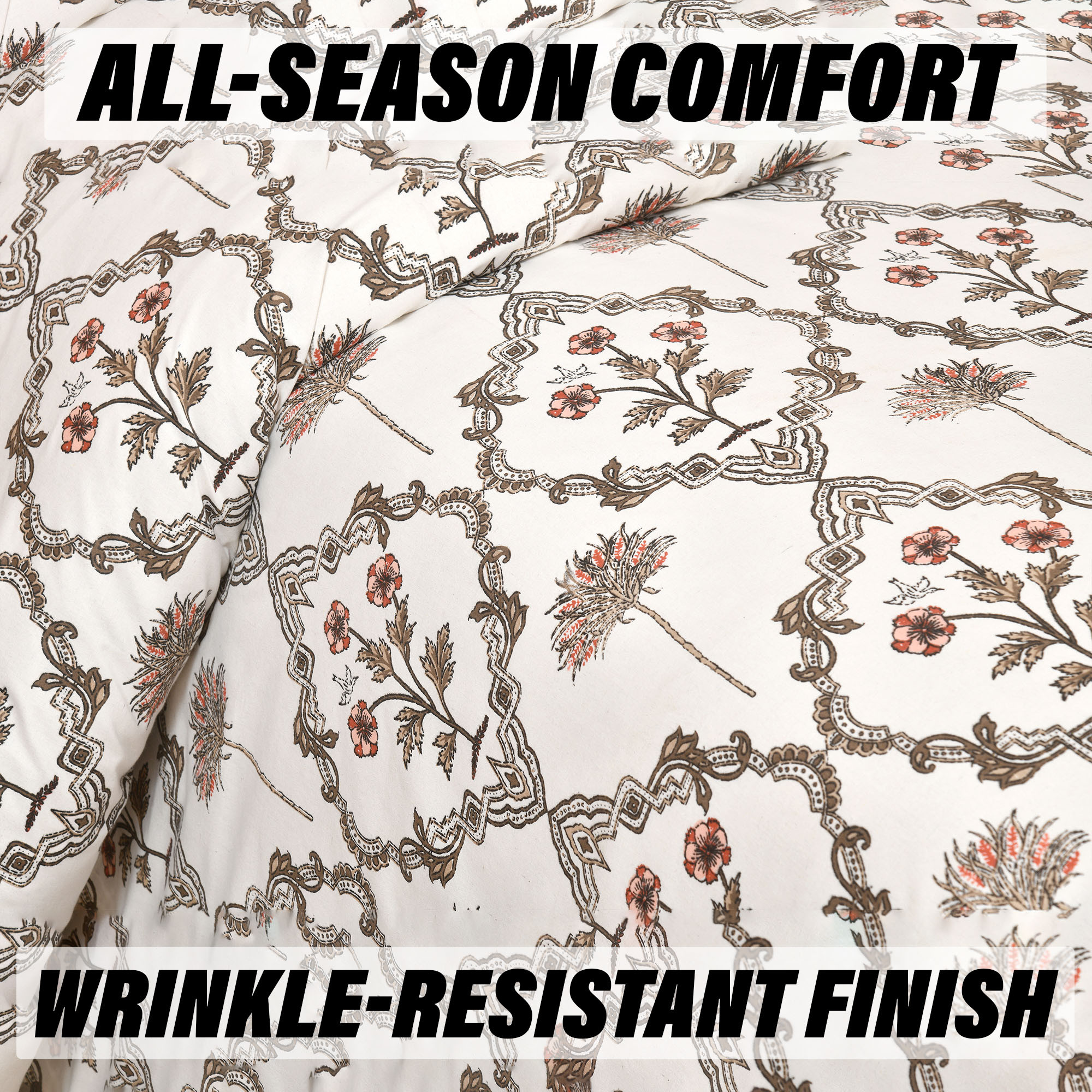 Dohar Set  1 Piece Double Bedsheet with 2 Pillow Cover  Dohar Combo Set  Bedsheet  AC Blanket Set for Bedroom  Comforter  Quilt  Pushpa Flower Star  Set of 4  Brown