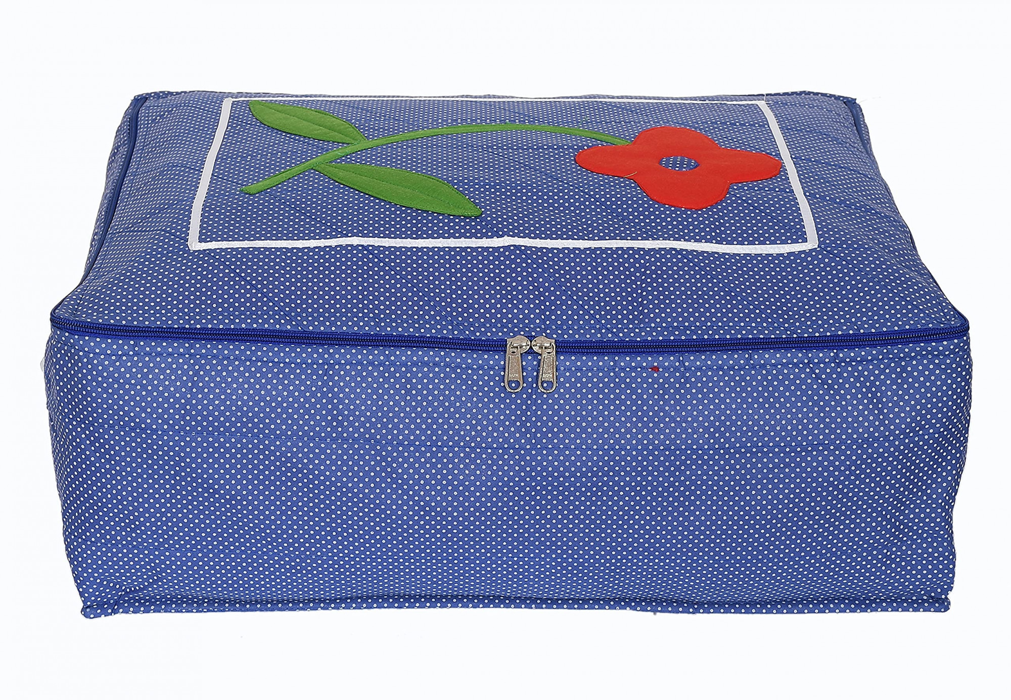 Dot Printed Saree Cover 1 Bag for 12 Sarees 12 Flap Sarees Bag Wedding Collection Blue