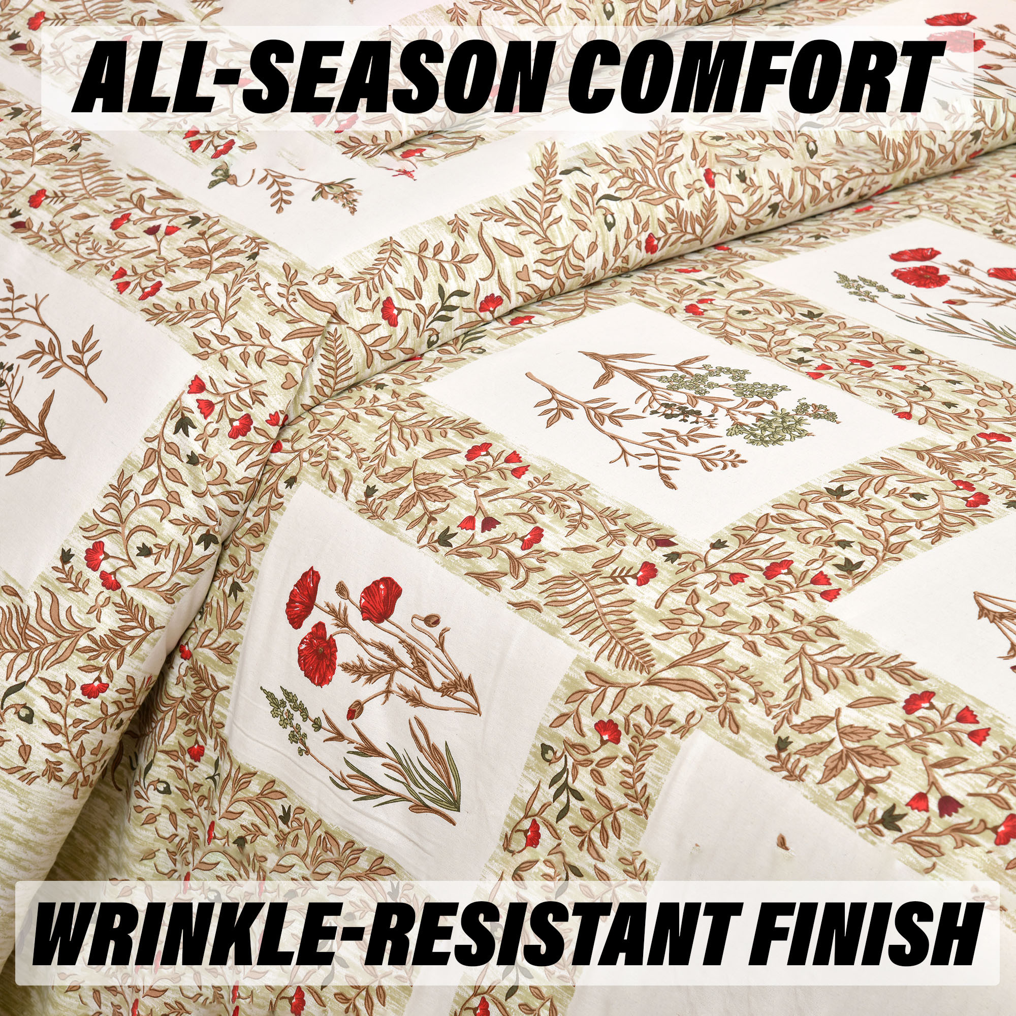 Double Bedsheet with 2 Pillow Covers  160 TC Premium Cotton Bedsheet for Double Bed  Bedsheet for Living Room-Home  Hotels  Dezier Check Flower  90x108 Inch  Parrot Green