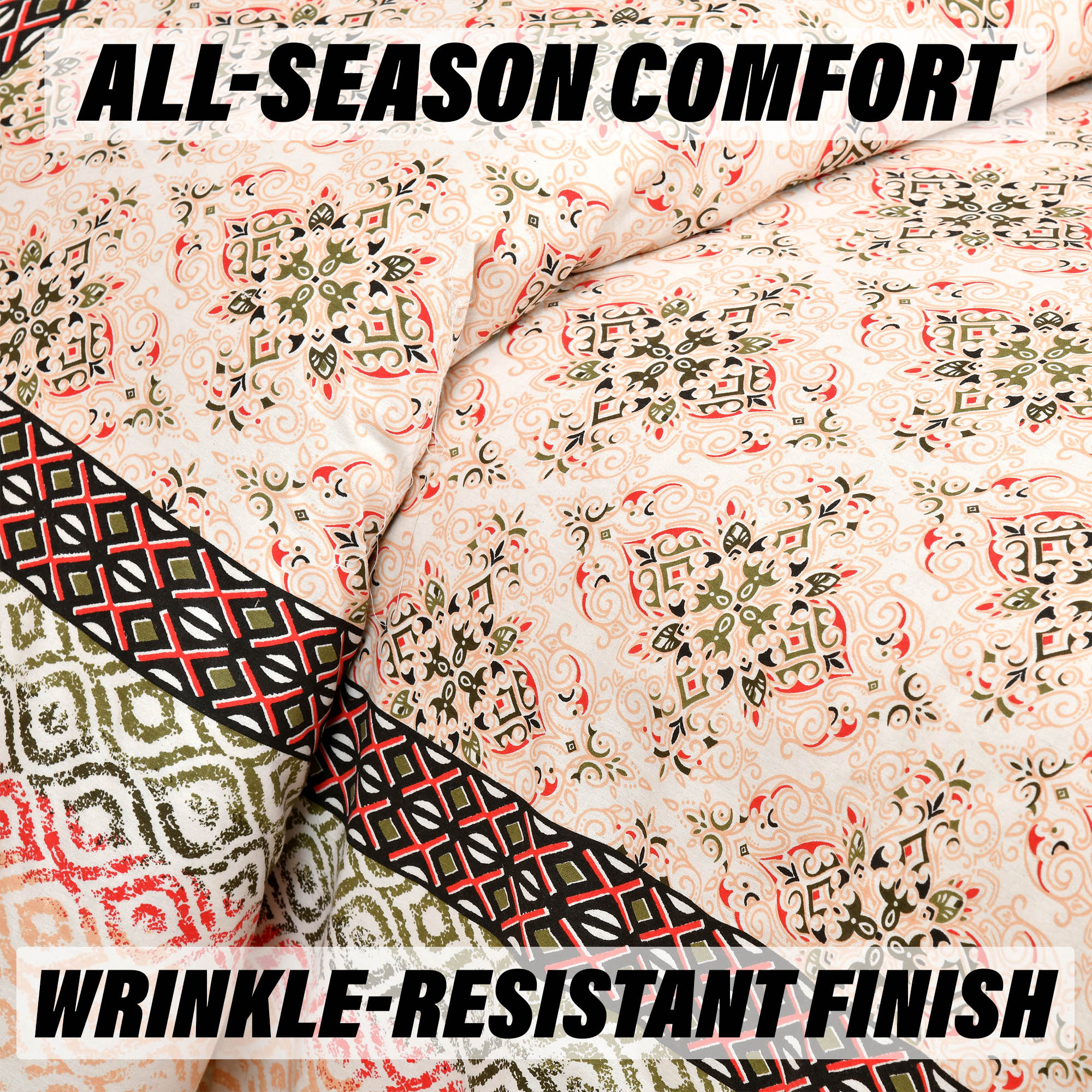 Double Bedsheet with 2 Pillow Covers  160 TC Premium Cotton Bedsheet for Double Bed  Bedsheet for Living Room-Home  Hotels  Dezier Carpet Print  90x108 Inch  Orange