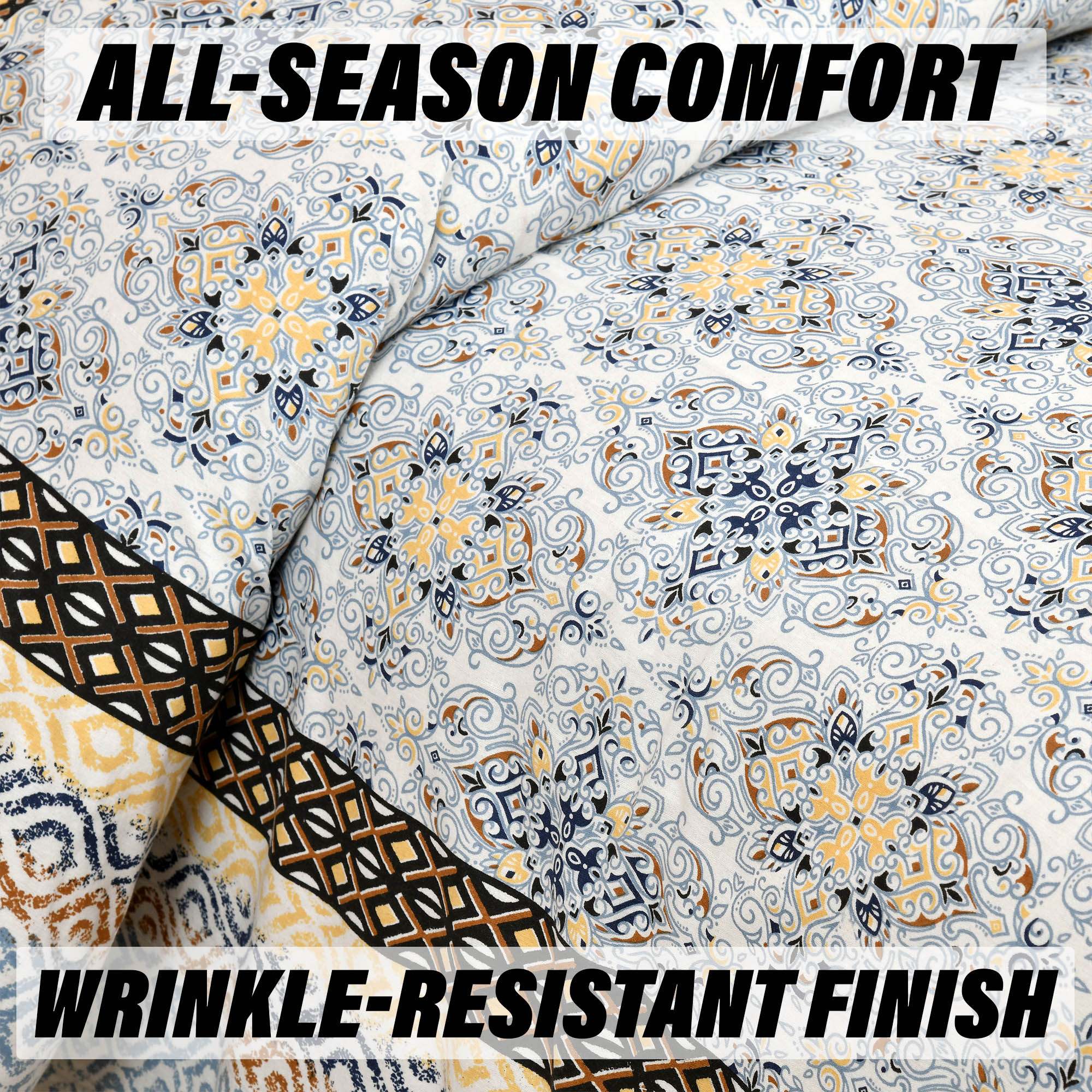 Double Bedsheet with 2 Pillow Covers  160 TC Premium Cotton Bedsheet for Double Bed  Bedsheet for Living Room-Home  Hotels  Dezier Carpet Print  90x108 Inch  Blue