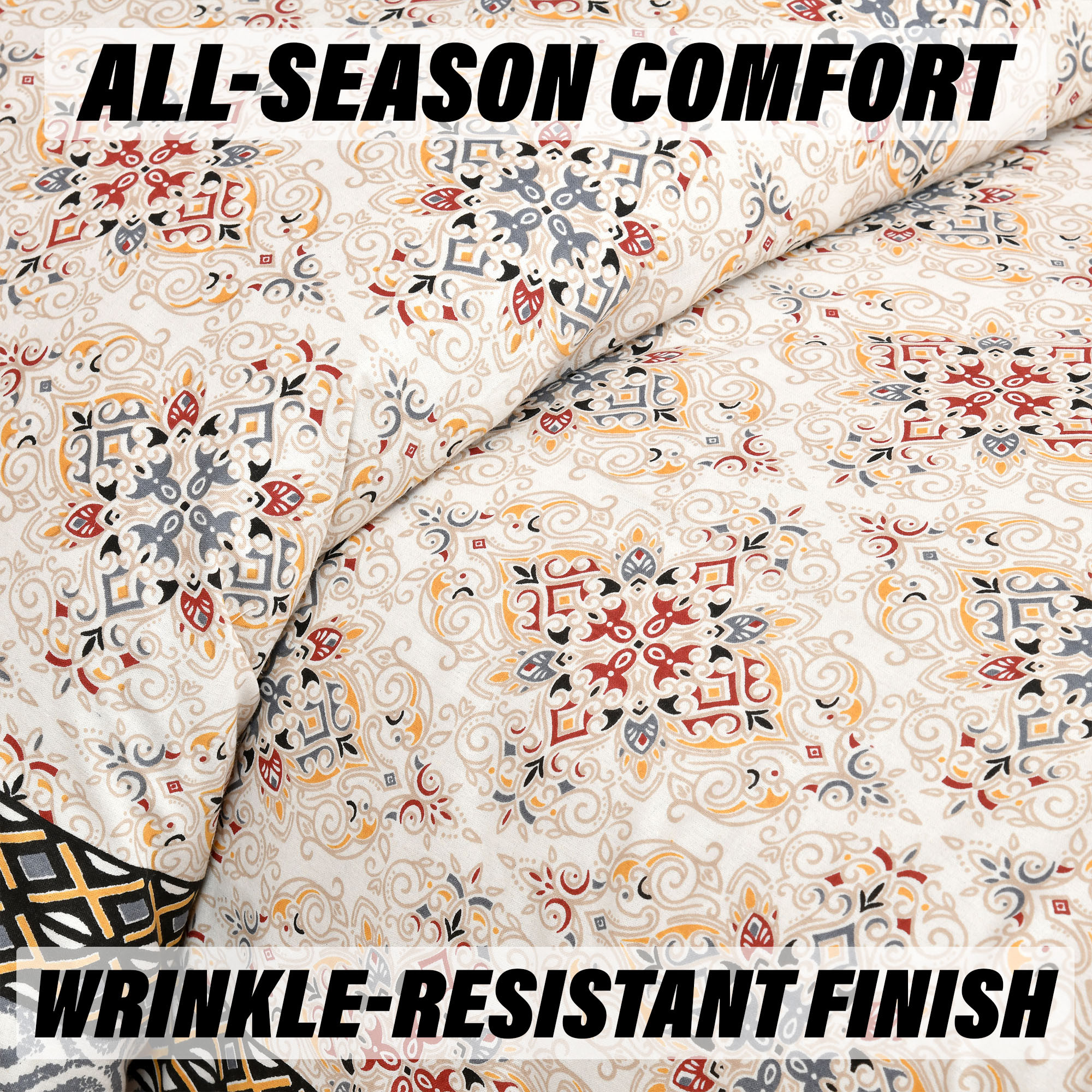 Double Bedsheet with 2 Pillow Covers  160 TC Premium Cotton Bedsheet for Double Bed  Bedsheet for Living Room-Home  Hotels  Dezier Carpet Print  90x108 Inch  Cream