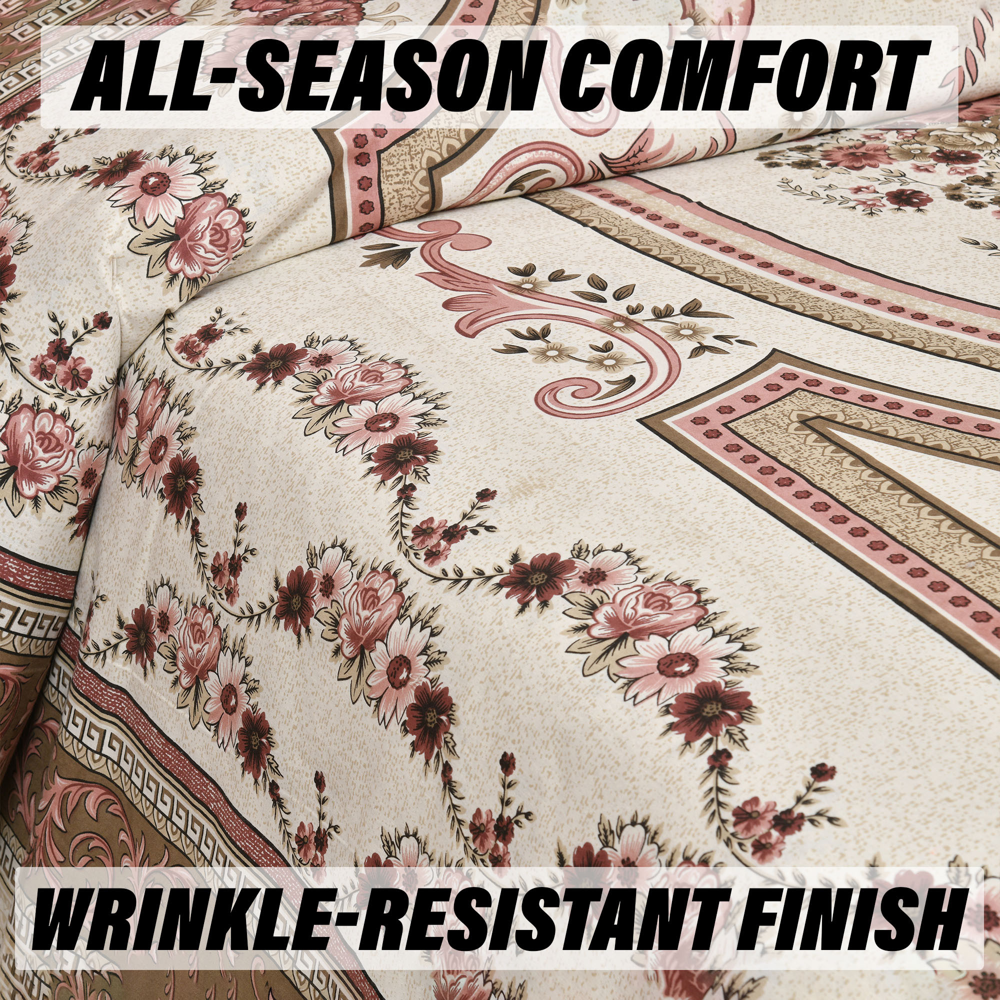 Double Bedsheet with 2 Pillow Covers  160 TC Premium Cotton Bedsheet for Double Bed  Bedsheet for Living Room-Home  Hotels  Kaleen Flower  100x108 Inch  Pink