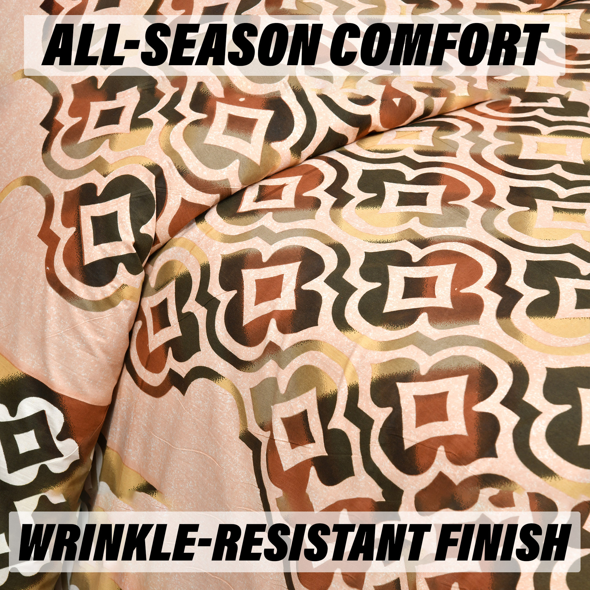 Double Bedsheet with 2 Pillow Covers  160 TC Premium Cotton Bedsheet for Double Bed  Bedsheet for Living Room-Home  Hotels  Rusty Star Flower  100x108 Inch  Peach