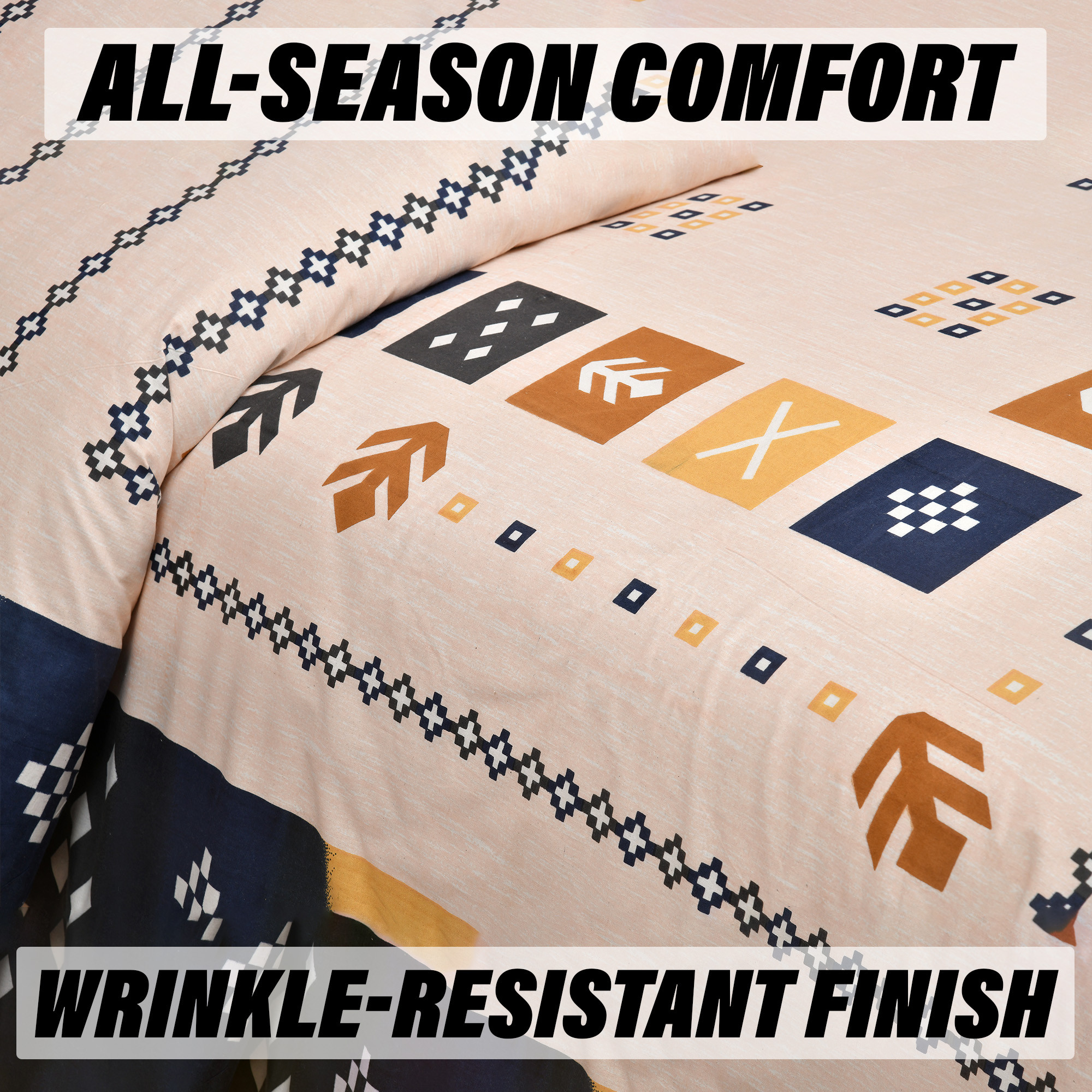 Double Bedsheet with 2 Pillow Covers  160 TC Premium Cotton Bedsheet for Double Bed  Bedsheet for Living Room-Home  Hotels  Rusty Plus Border  100x108 Inch  Peach