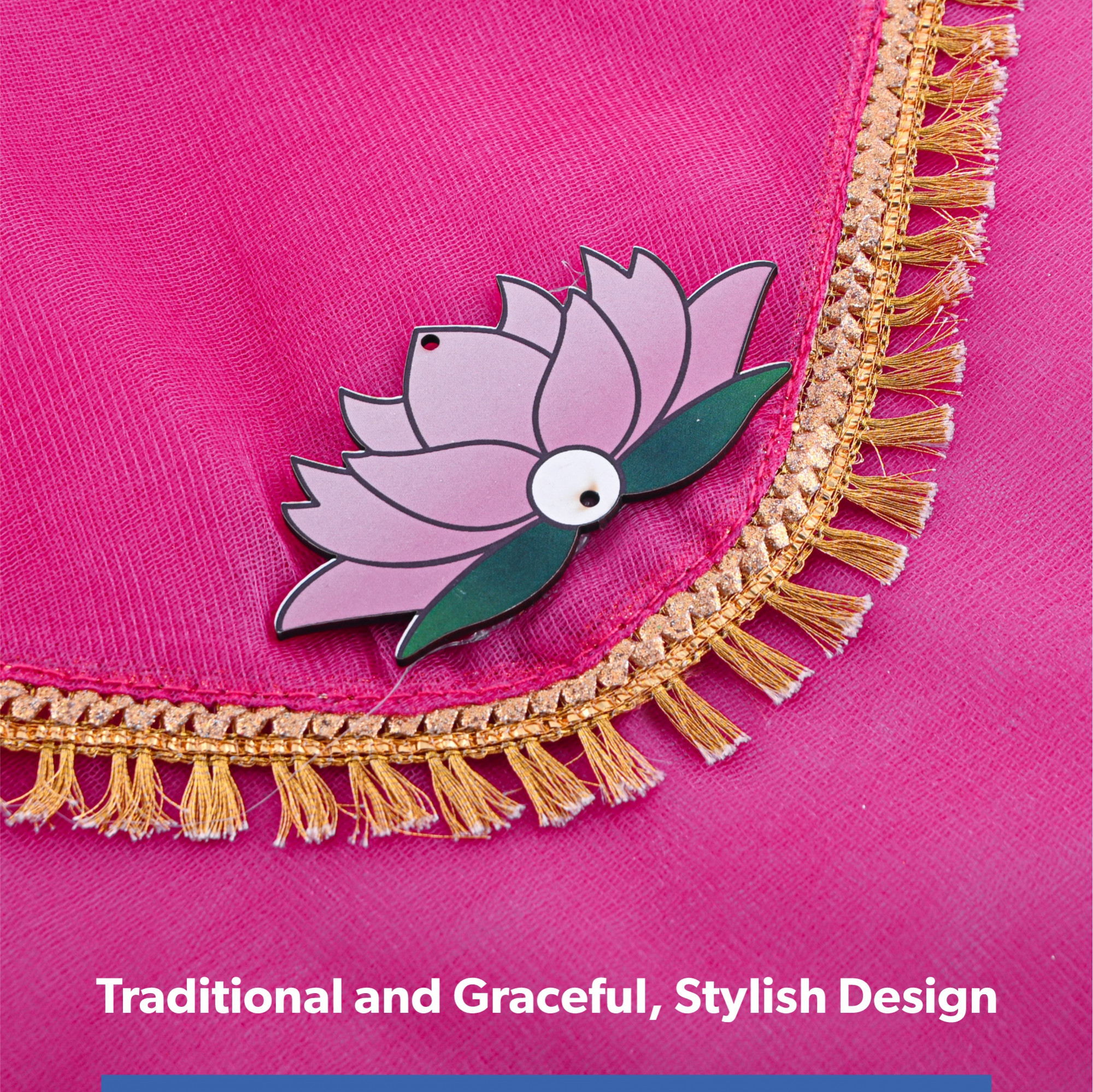 Double Layer Organza Saree Covers for Gifting with Flower Flap Closure  Wedding Saree Cover  Single SareeSuit Packing Shagun Cloth Cover  Golden Lace - Pink