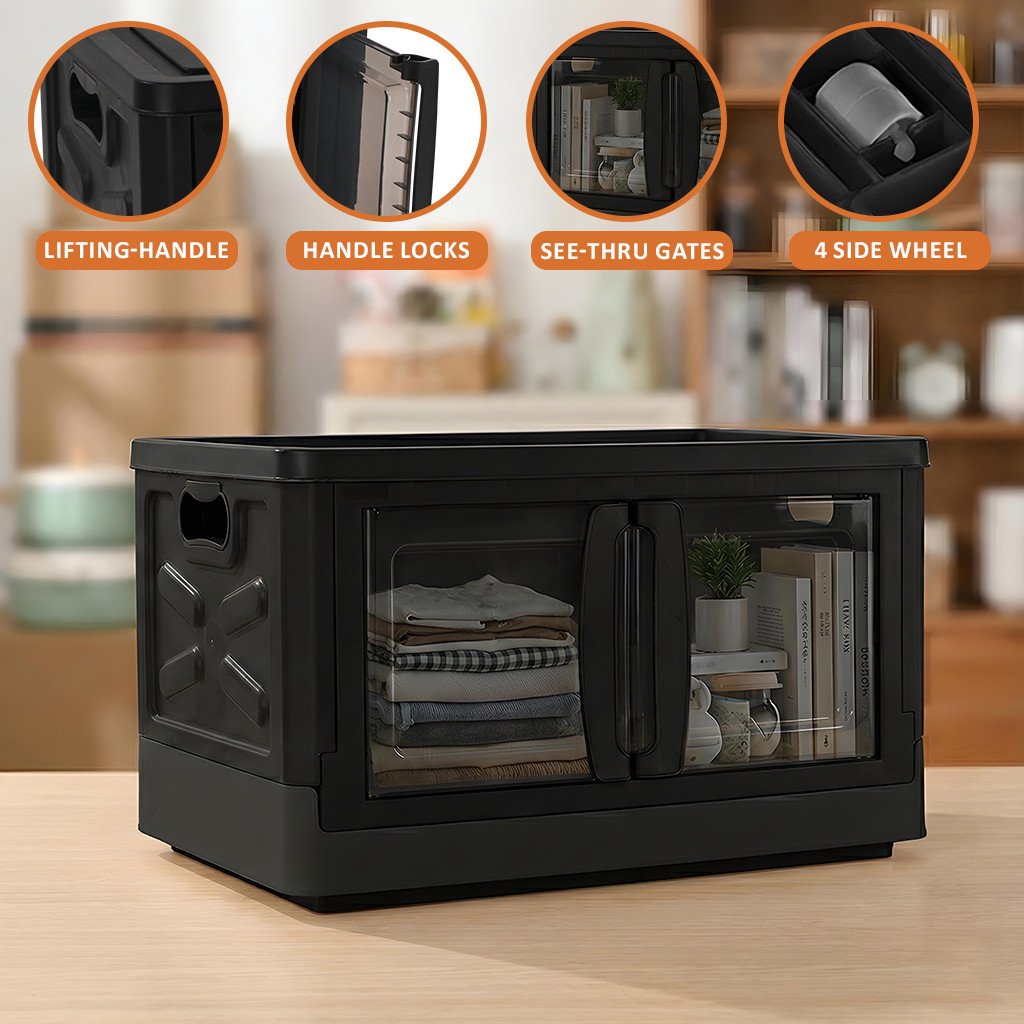 Drawer Cabinet Storage Organizer Box Foldable Cupboard for BedroomOffice  Double Door Storage Unit for ToysBooksShoe  Black