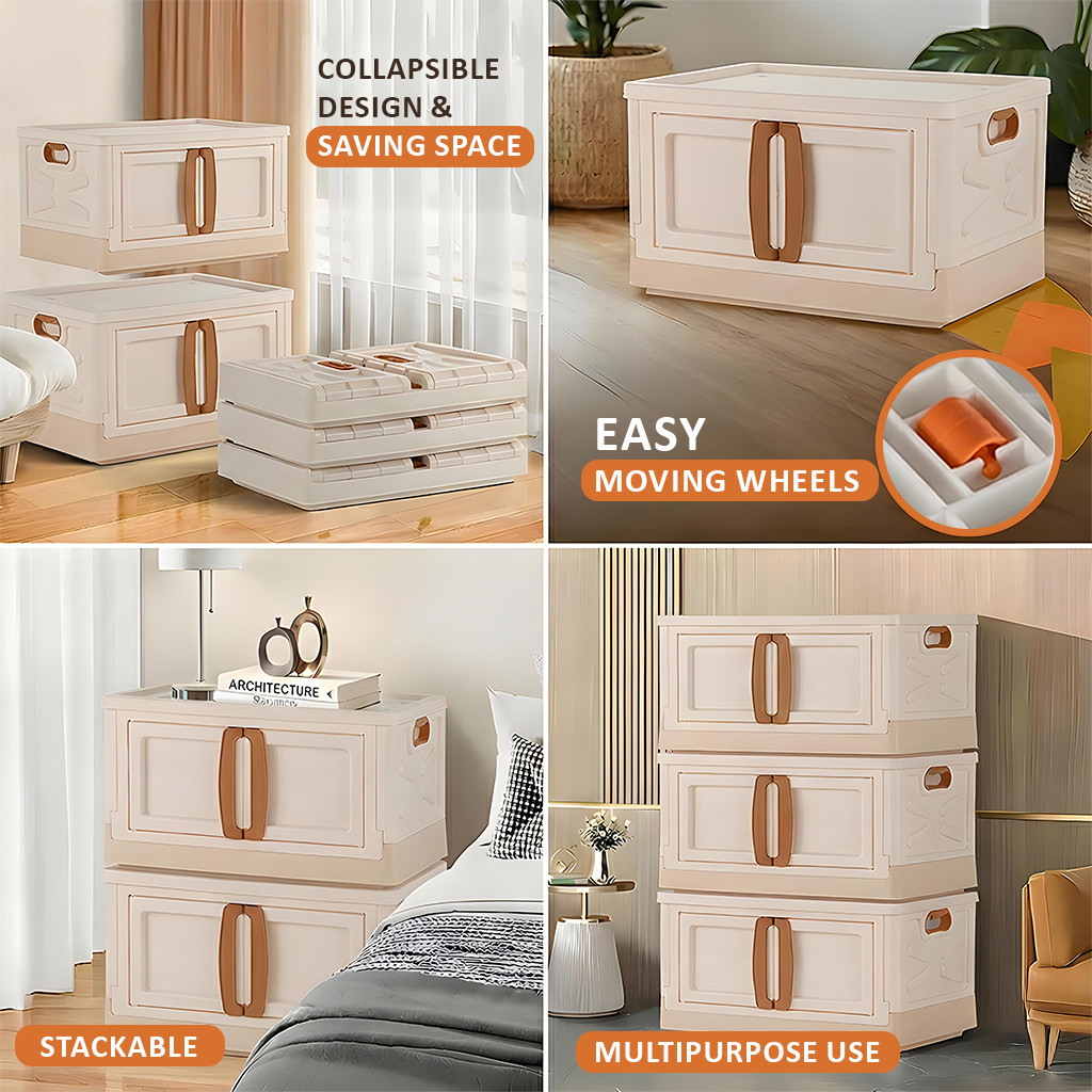 Drawer Cabinet Storage Organizer Box Foldable Cupboard for BedroomOffice  Double Door Storage Unit for ToysBooksShoe  Ivory