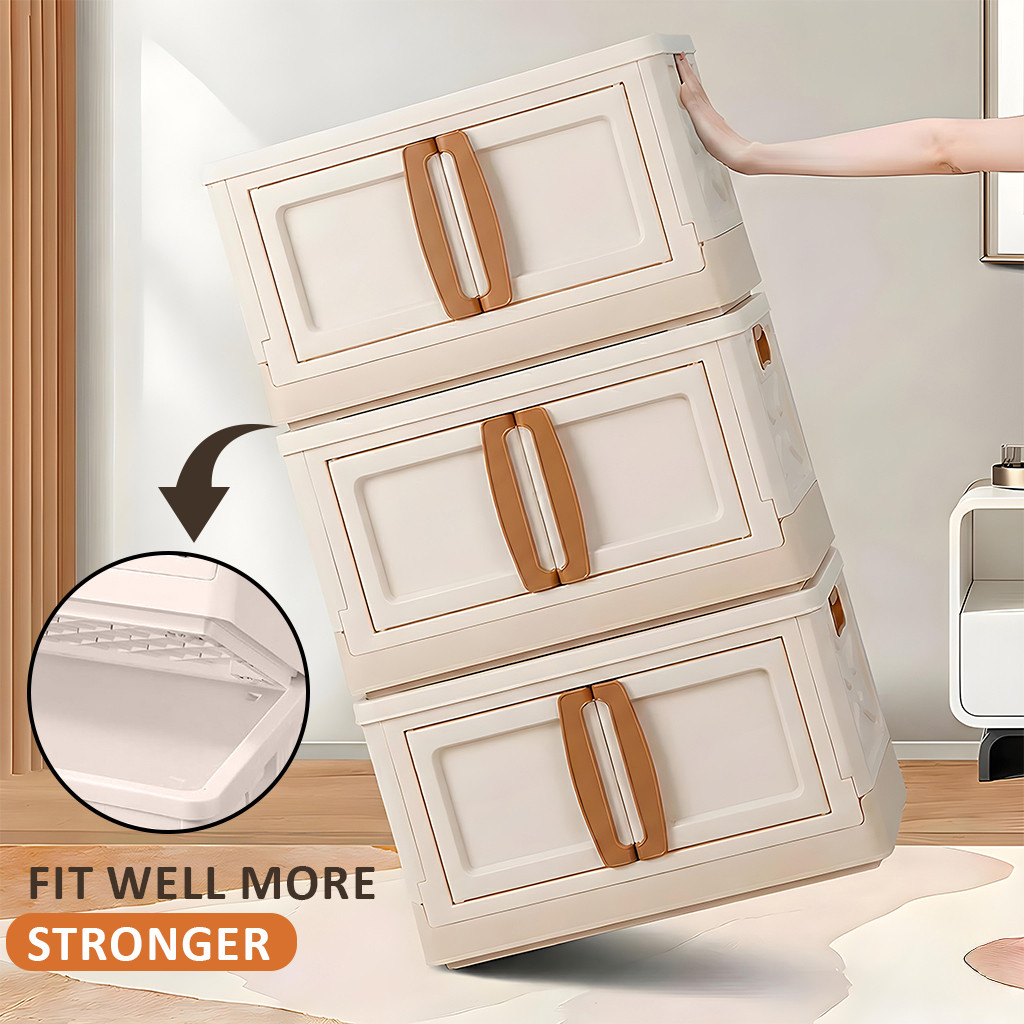 Drawer Cabinet Storage Organizer Box Foldable Cupboard for BedroomOffice  Double Door Storage Unit for ToysBooksShoe  Ivory