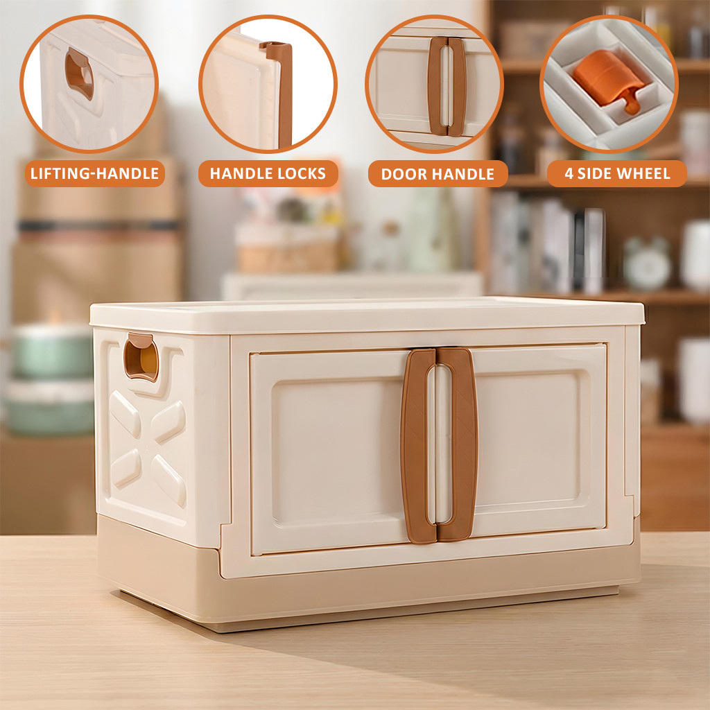 Drawer Cabinet Storage Organizer Box Foldable Cupboard for BedroomOffice  Double Door Storage Unit for ToysBooksShoe  Ivory
