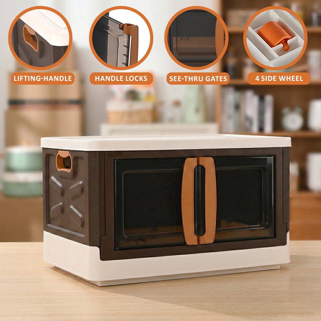 Drawer Cabinet Storage Organizer Box Foldable Cupboard for BedroomOffice  Double Door Storage Unit for ToysBooksShoe  Brown  Ivory