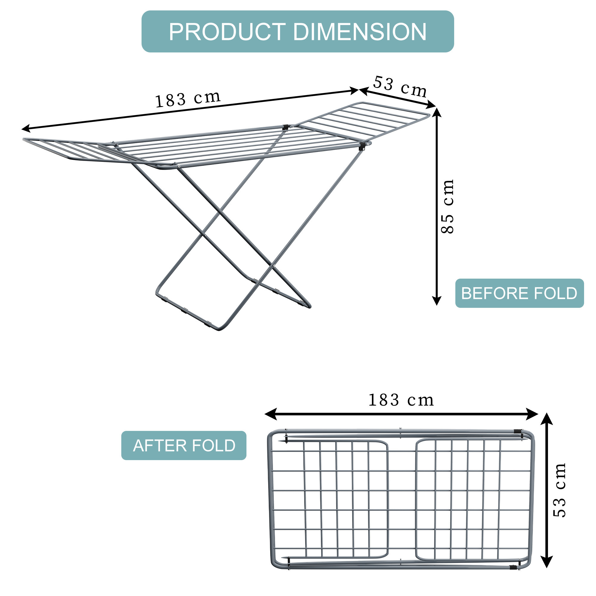 Extra Strong 58 Kg foldable Metal Clothes Drying Stand for Indoor  Outdoor  Laundry Rack Clothes Dryer Stand for Adult  Kid Cloth  Grey