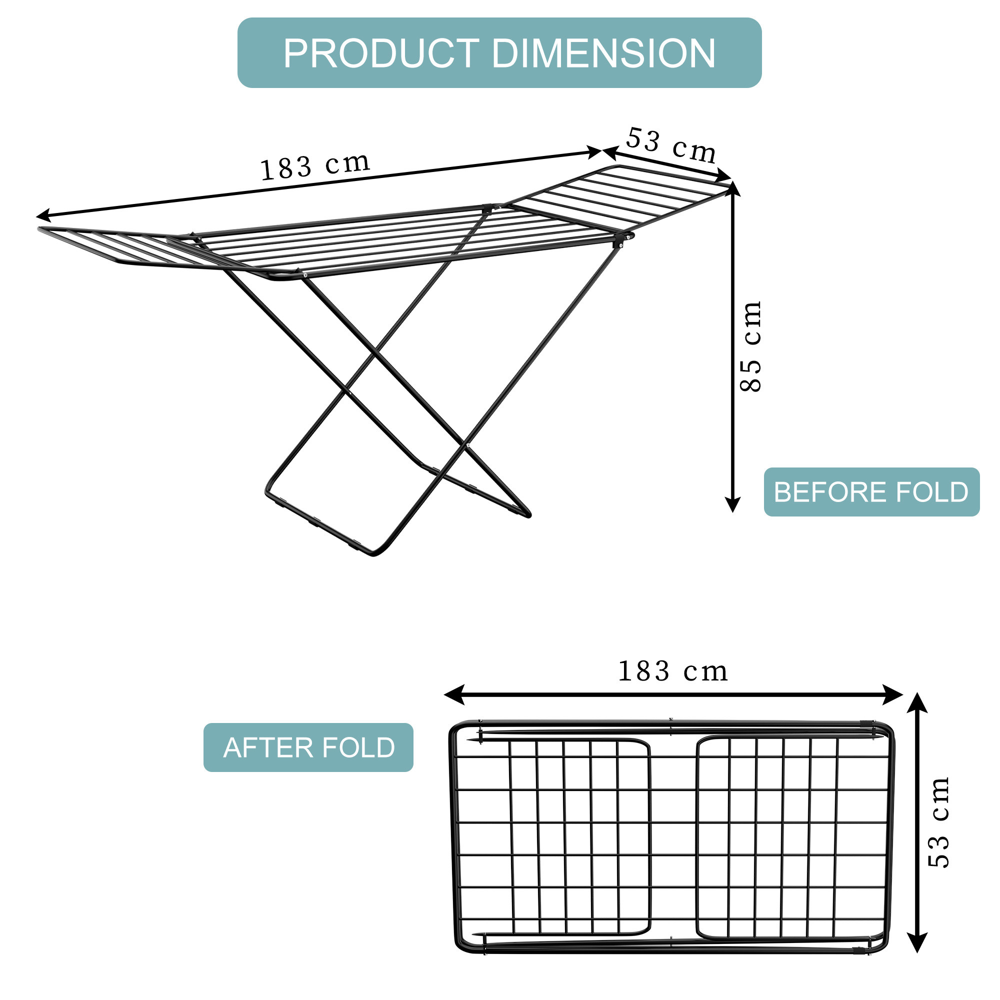 Extra Strong 58 Kg foldable Metal Clothes Drying Stand for Indoor  Outdoor  Laundry Rack Clothes Dryer Stand for Adult  Kid Cloth  Black